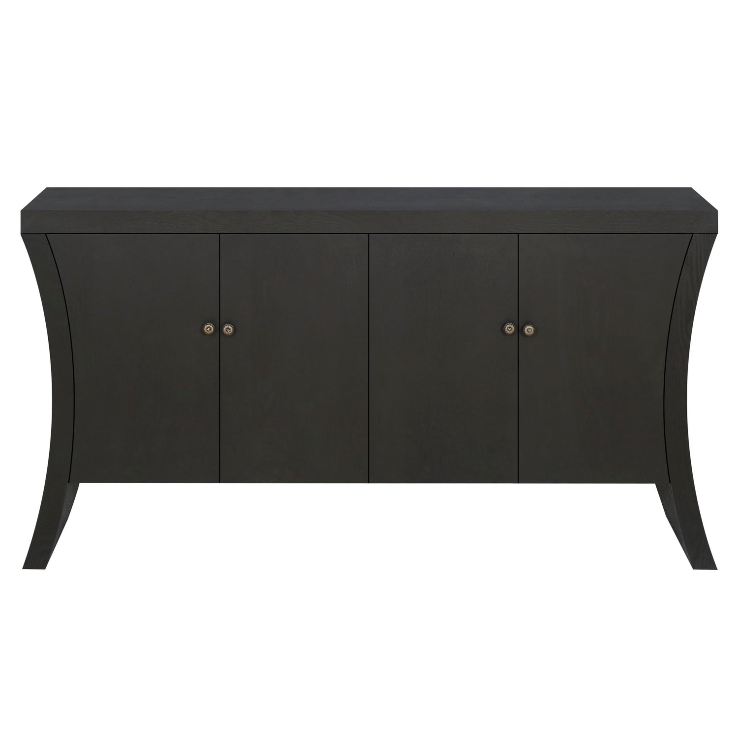 Refined Industrial 4 Door Credenza With Arc Legs & Bronze Clasps