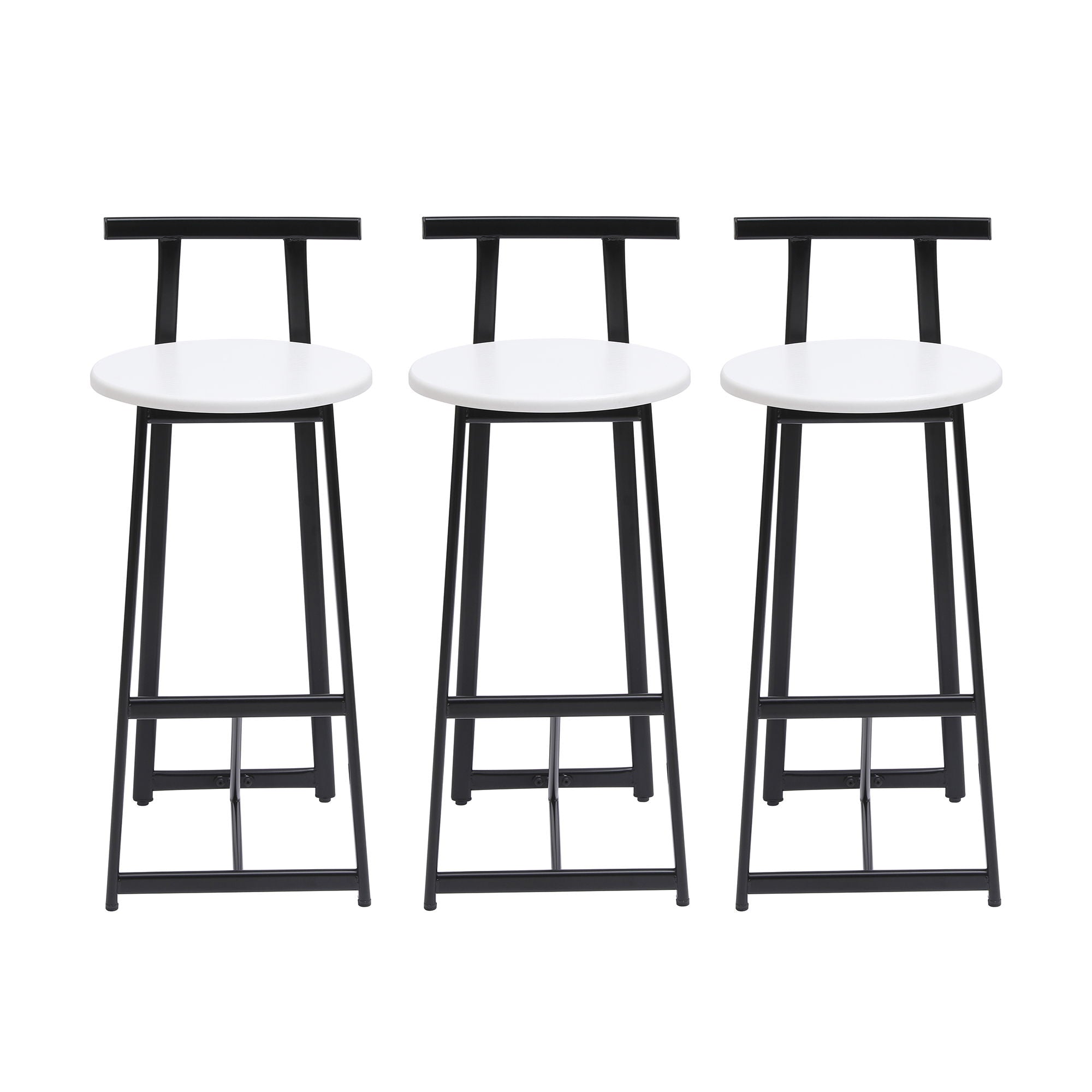 Modern Bar Stools With Backrest For Kitchen (Set of 3)