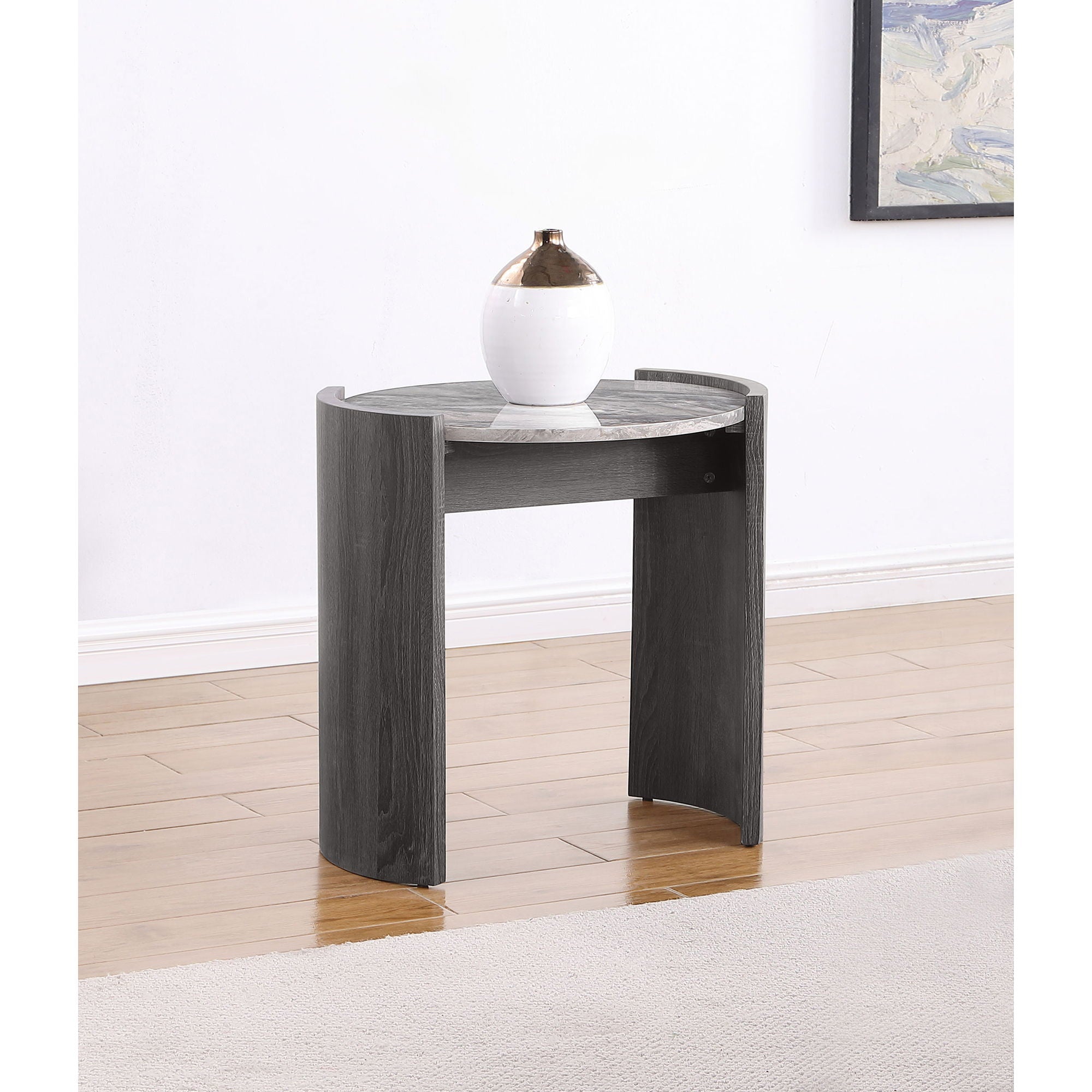 Zende - Round End Table - Gray