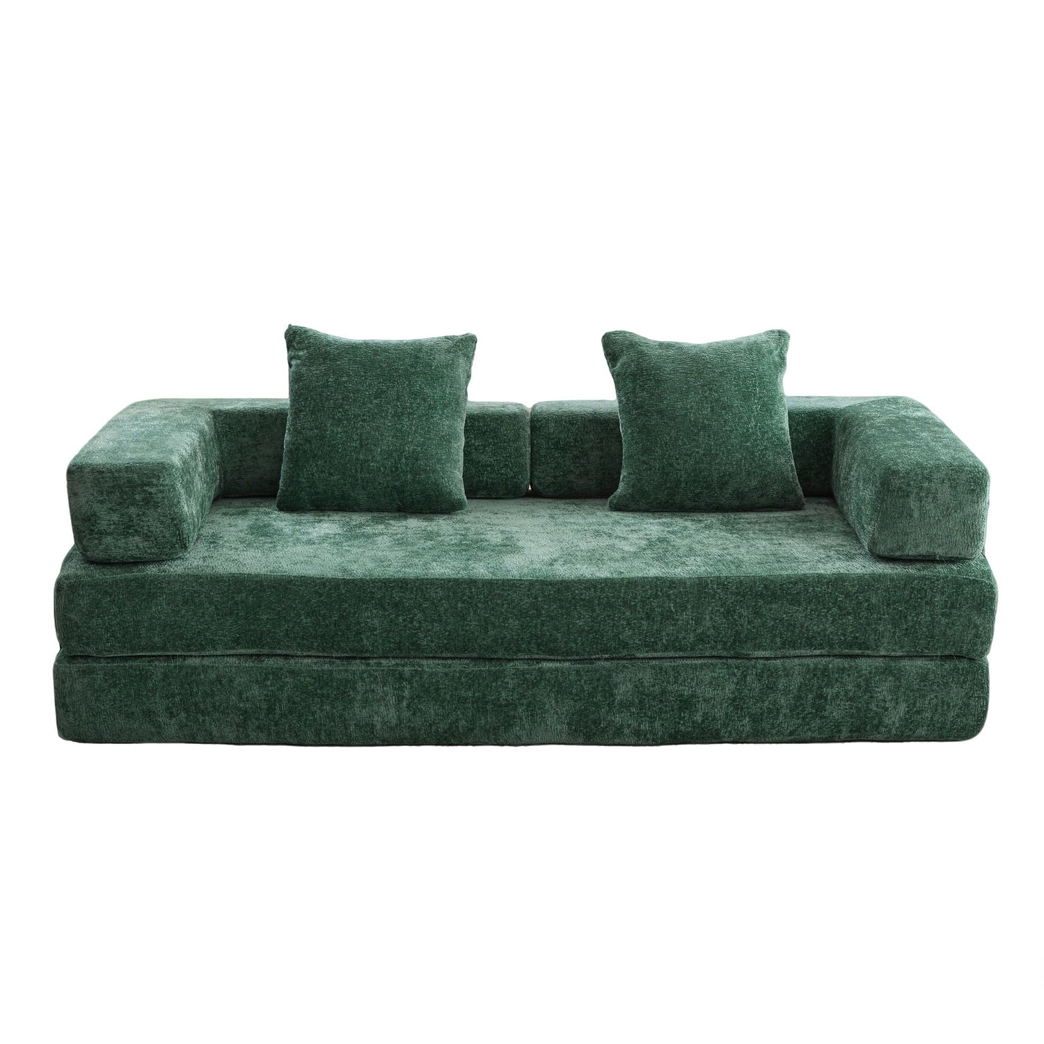 Convertible Floor Sofa Bed With Pillow Back Support Armrest
