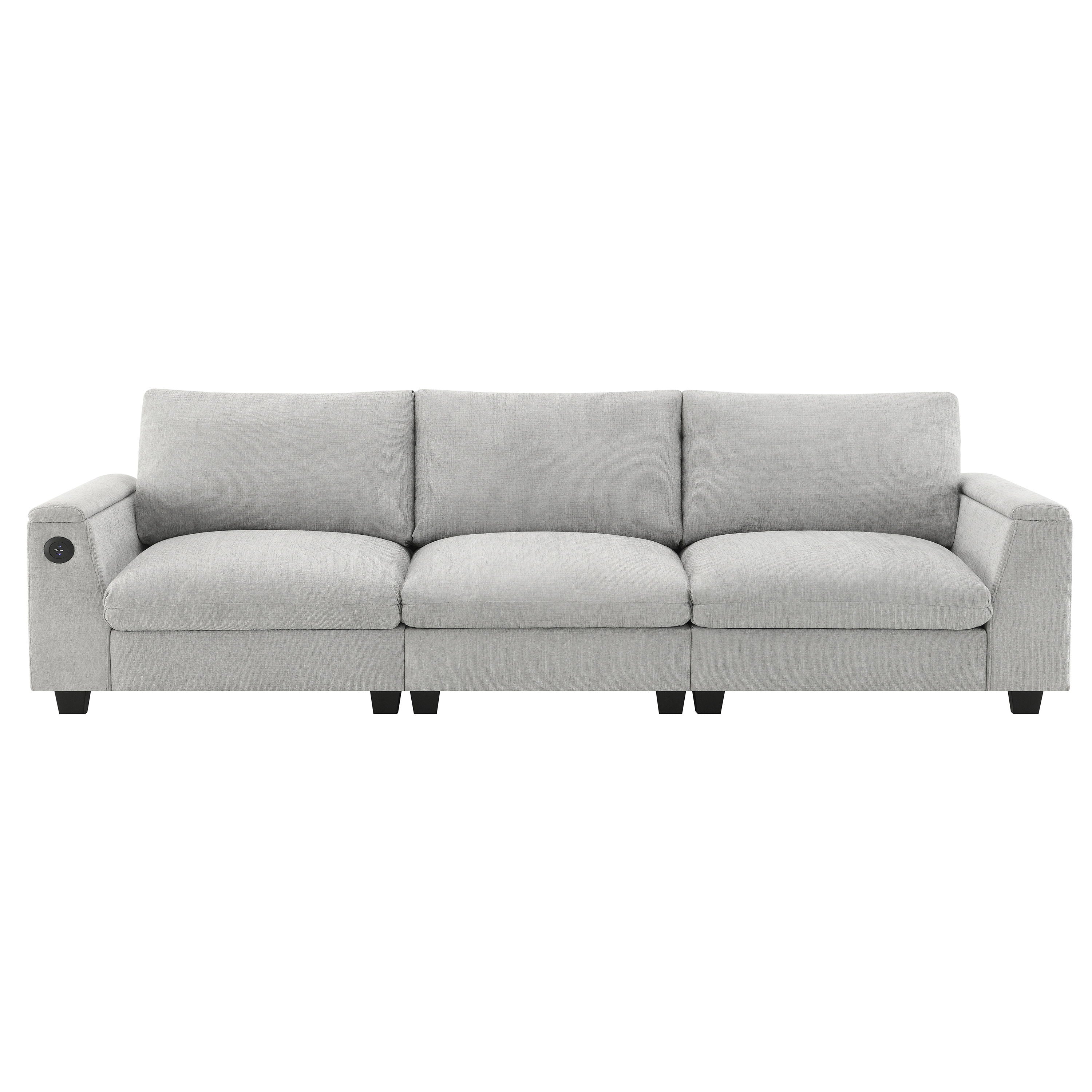 Sectional With Bluetooth Speaker Comfy Cloud Couch Set With Drop Down Table Cup Holders, USB Charger Storage Armrest Wide Seat Sofa