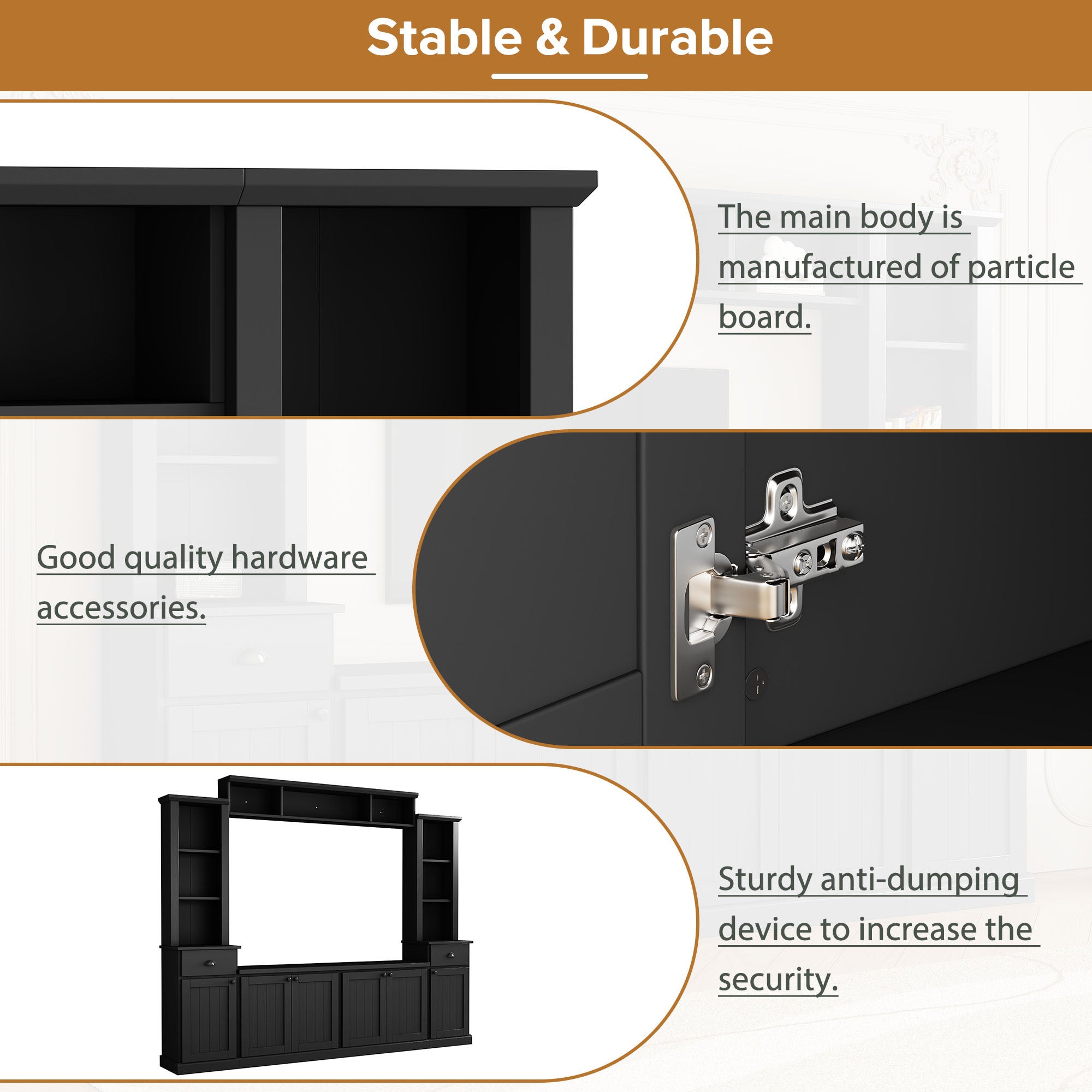 Entertainment Wall Unit Set with Bridge for TVs Up to 75&