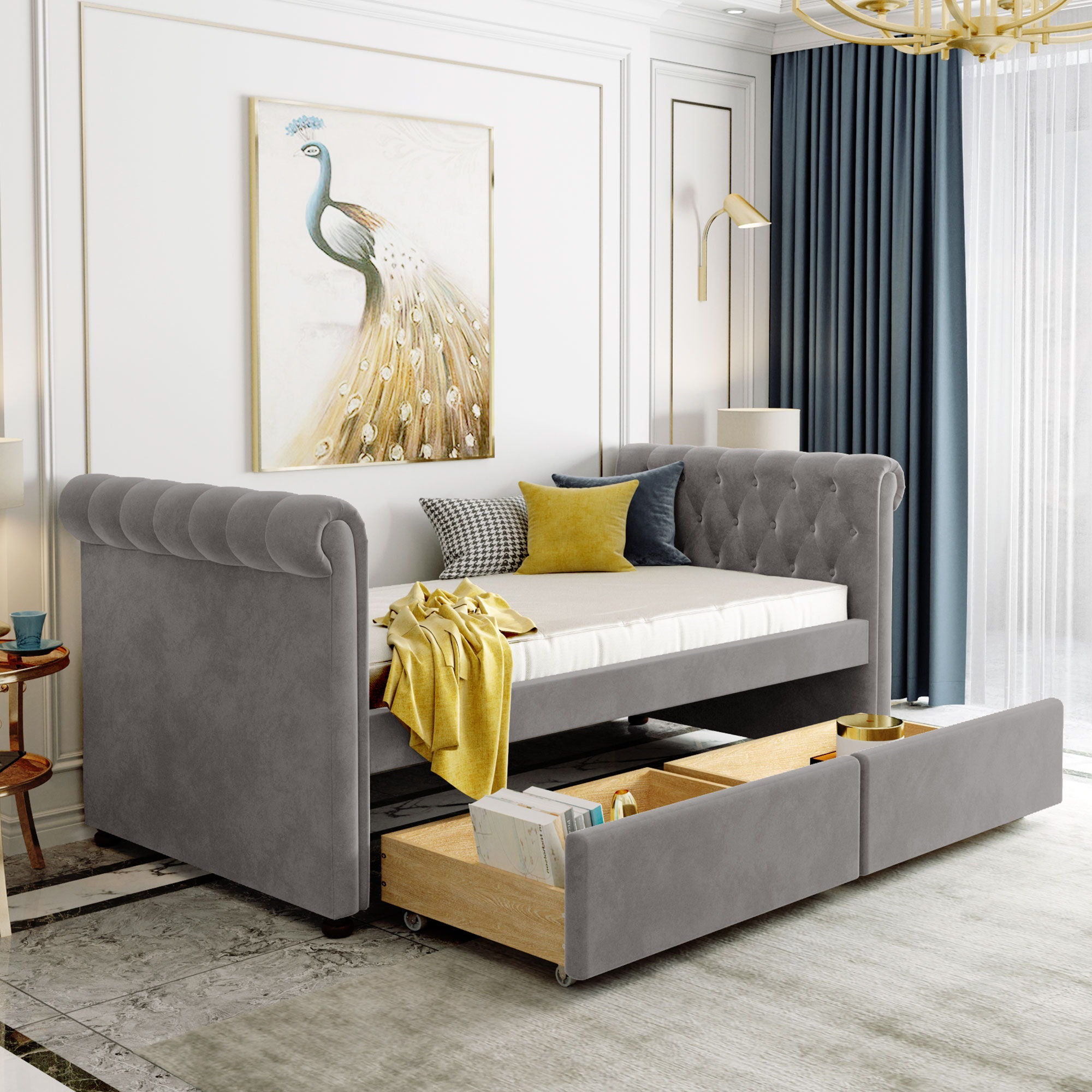 Upholstered Daybed, Wood Slat Support