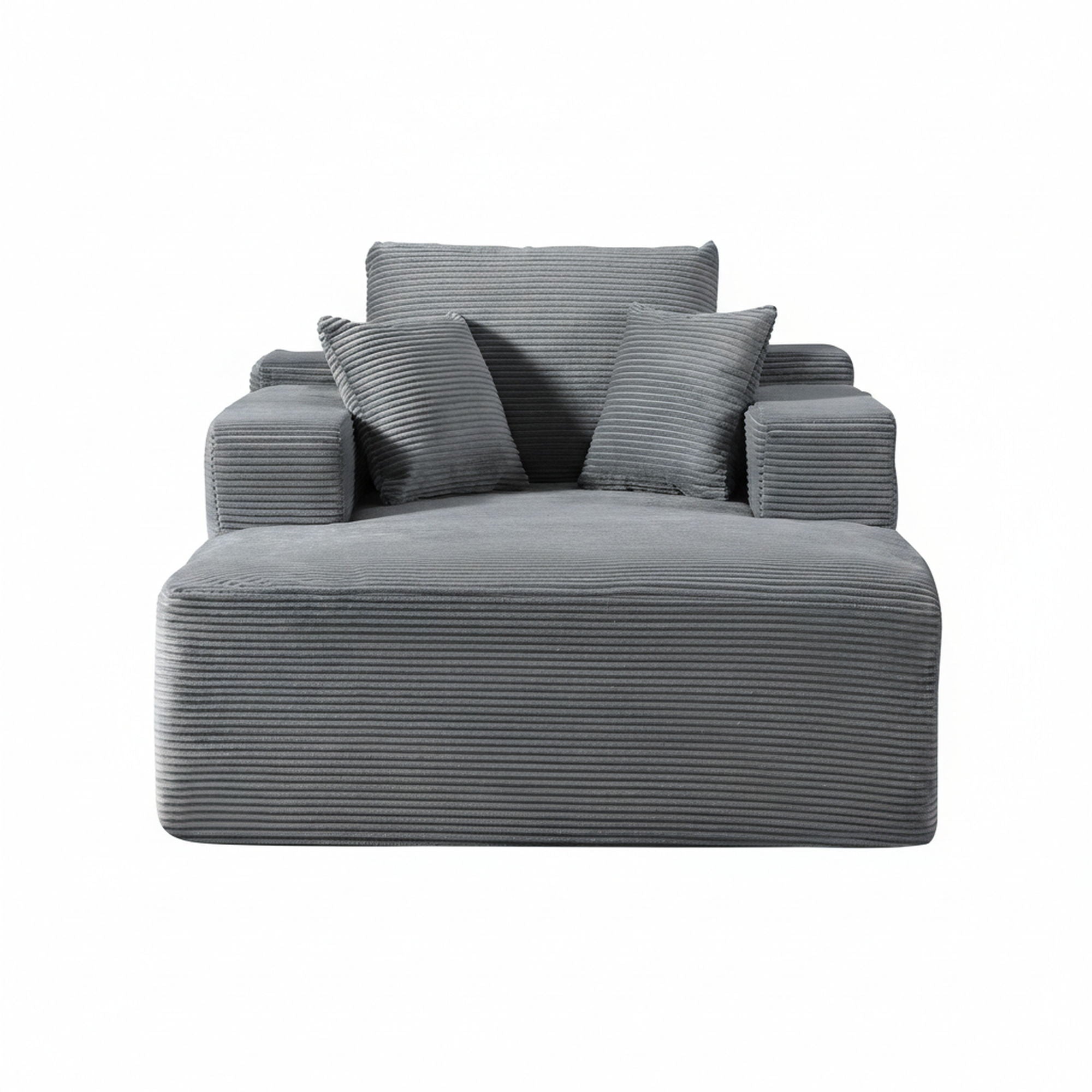 Convertible Chaise Lounge Chair With Wide Armrest & Throw Pillows