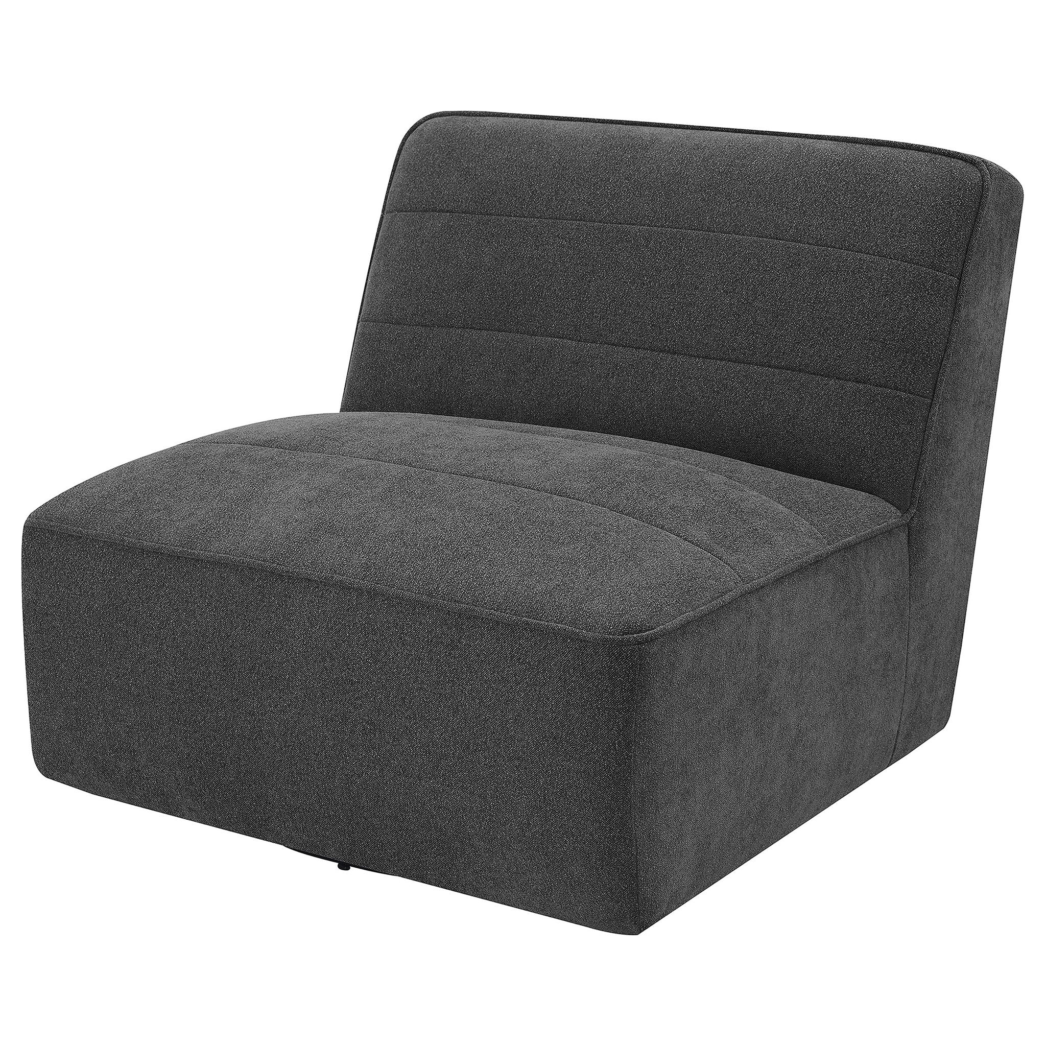 Manhattan - Swivel Tufted Chair Armless Accent Chair, 360 Degree Swivel Base - Charcoal