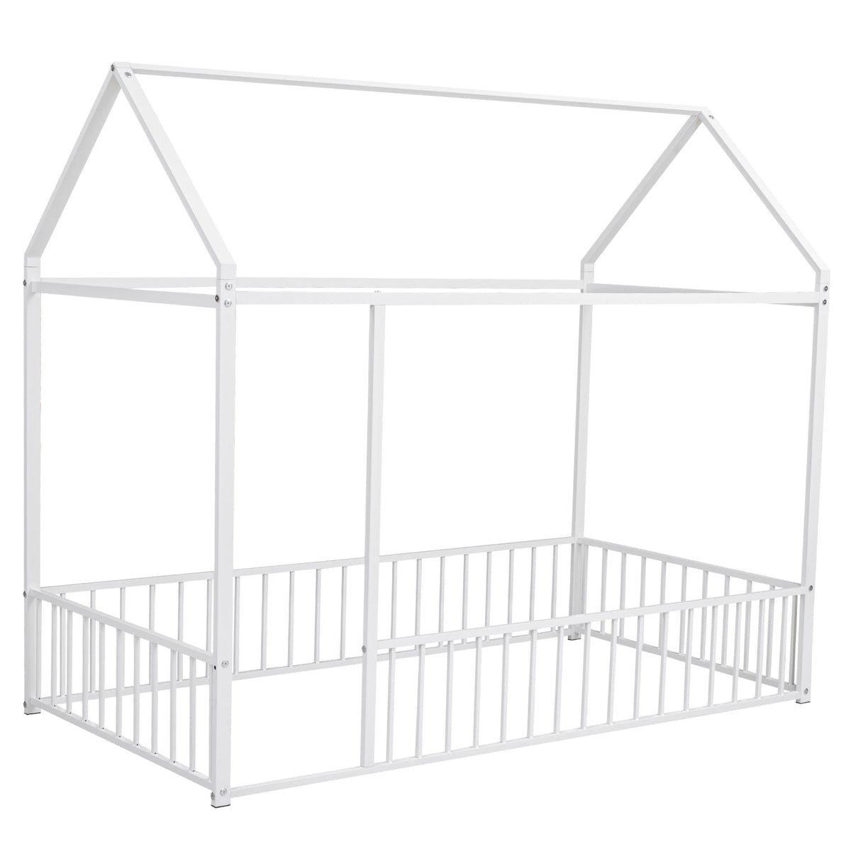 Metal Bed House Bed Frame With Fence