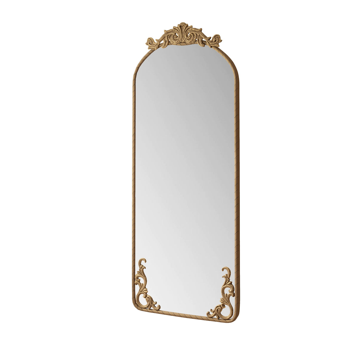 Full Body Arched Mirror With Vintage Carved Applique
