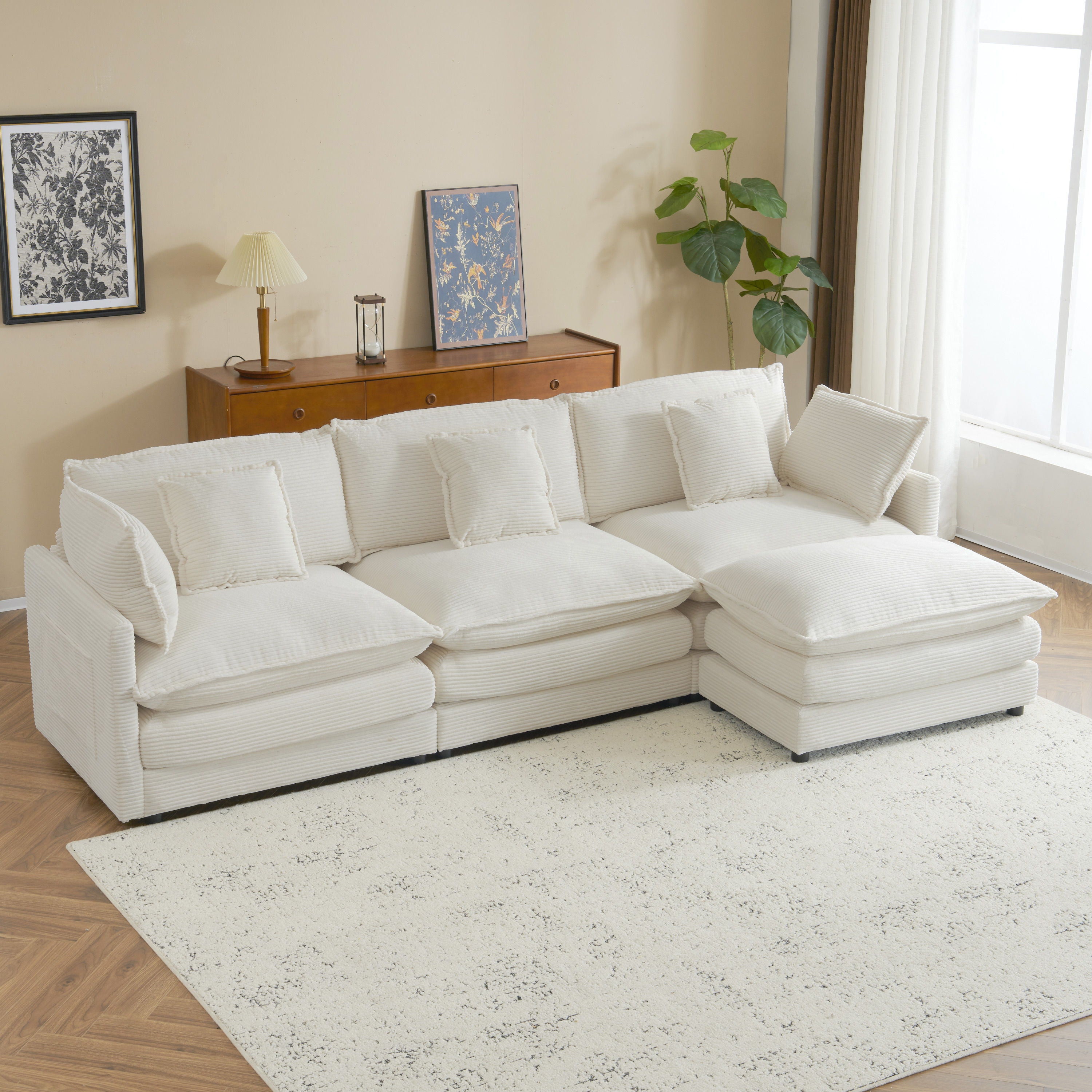 Modern Modular Sectional Sofa With Side Storage Pockets For Living Room