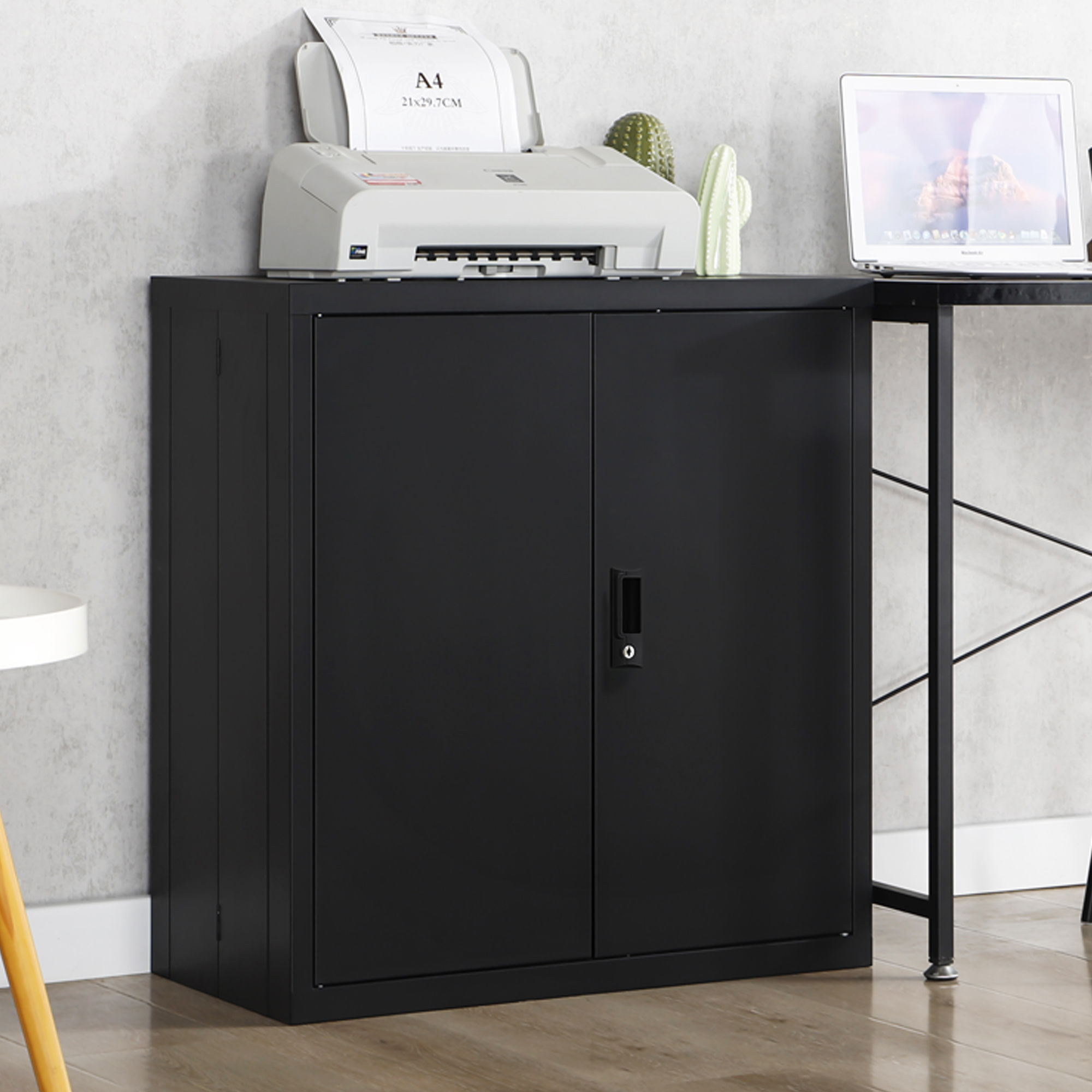 Metal Storage Cabinet With Locking Doors And Adjustable Shelf, Folding Filing Storage Cabinet, Folding Storage Locker Cabinet For Home Office, School, Garage