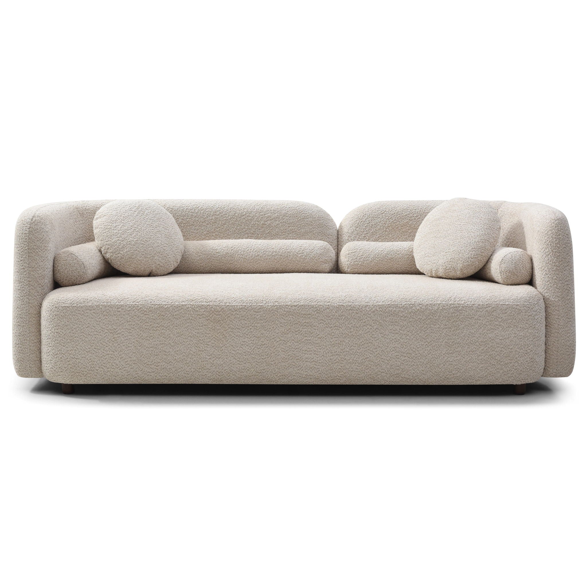 3 Seater Sofa Couch With Throw Pillows For Living Room - Light Beige