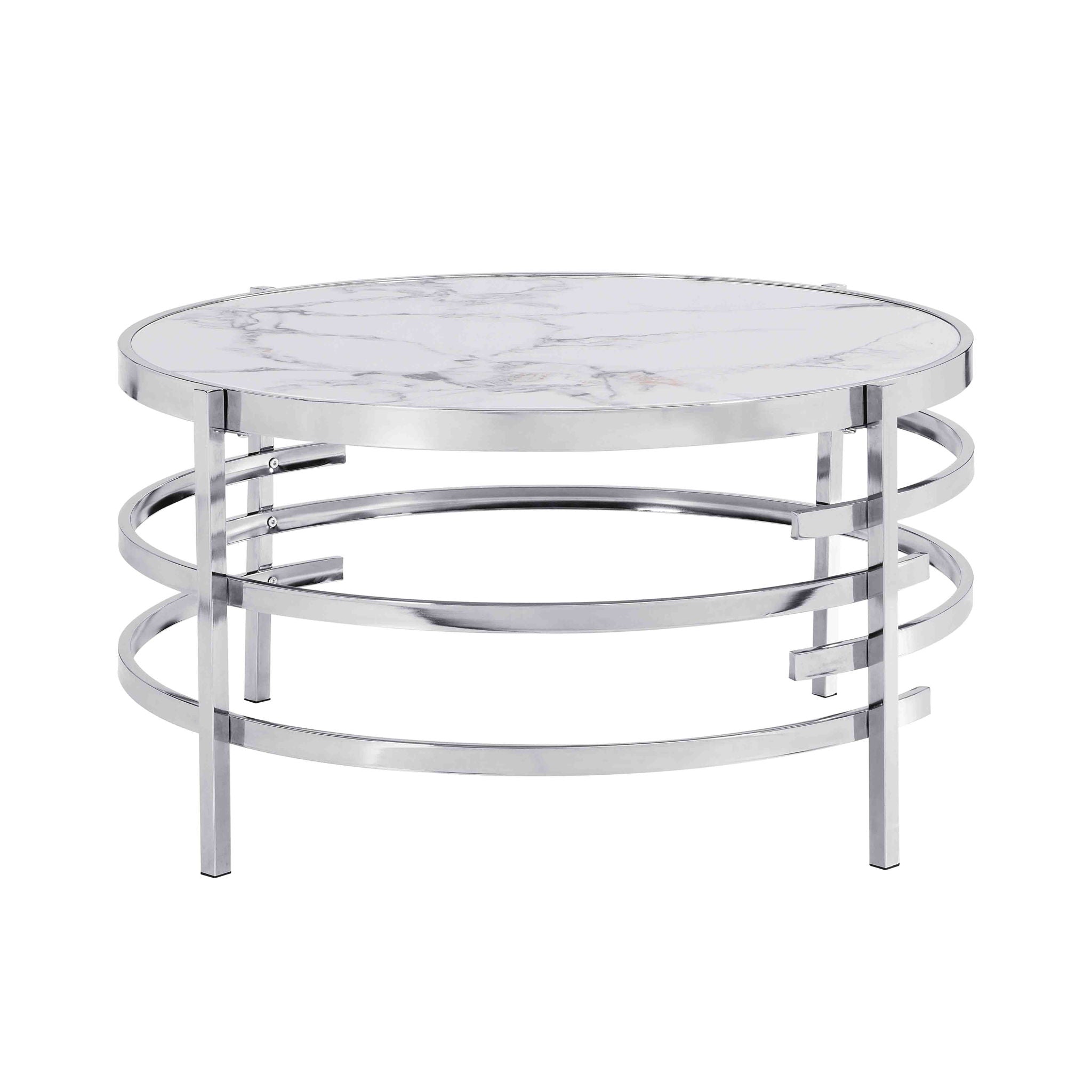 Round Table With Sintered Stone Top And Sturdy Metal Frame