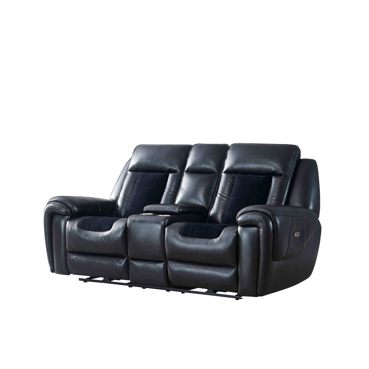 Clark - Blanche / Velvet Power Console Reclining LS With LED - Black