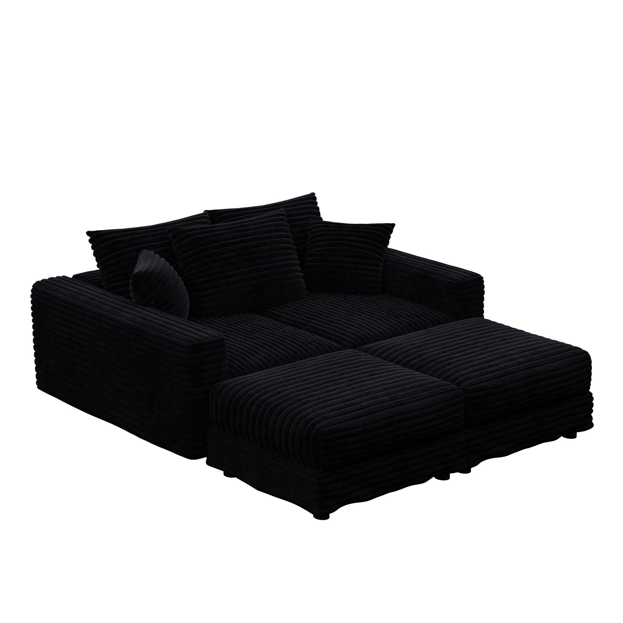 Convertible Deep Seat Sofa With Soft Pillows And Ottomans
