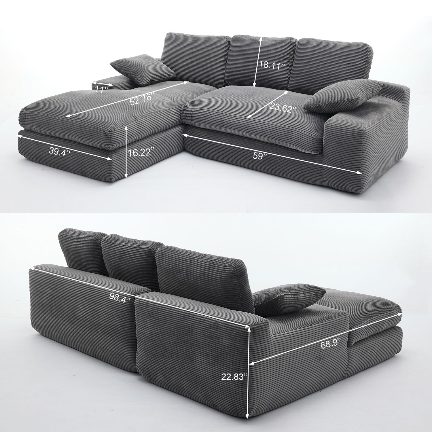 Modern Minimalist Modular Sectional Sofa Set, Upholstered Sleeper Couch