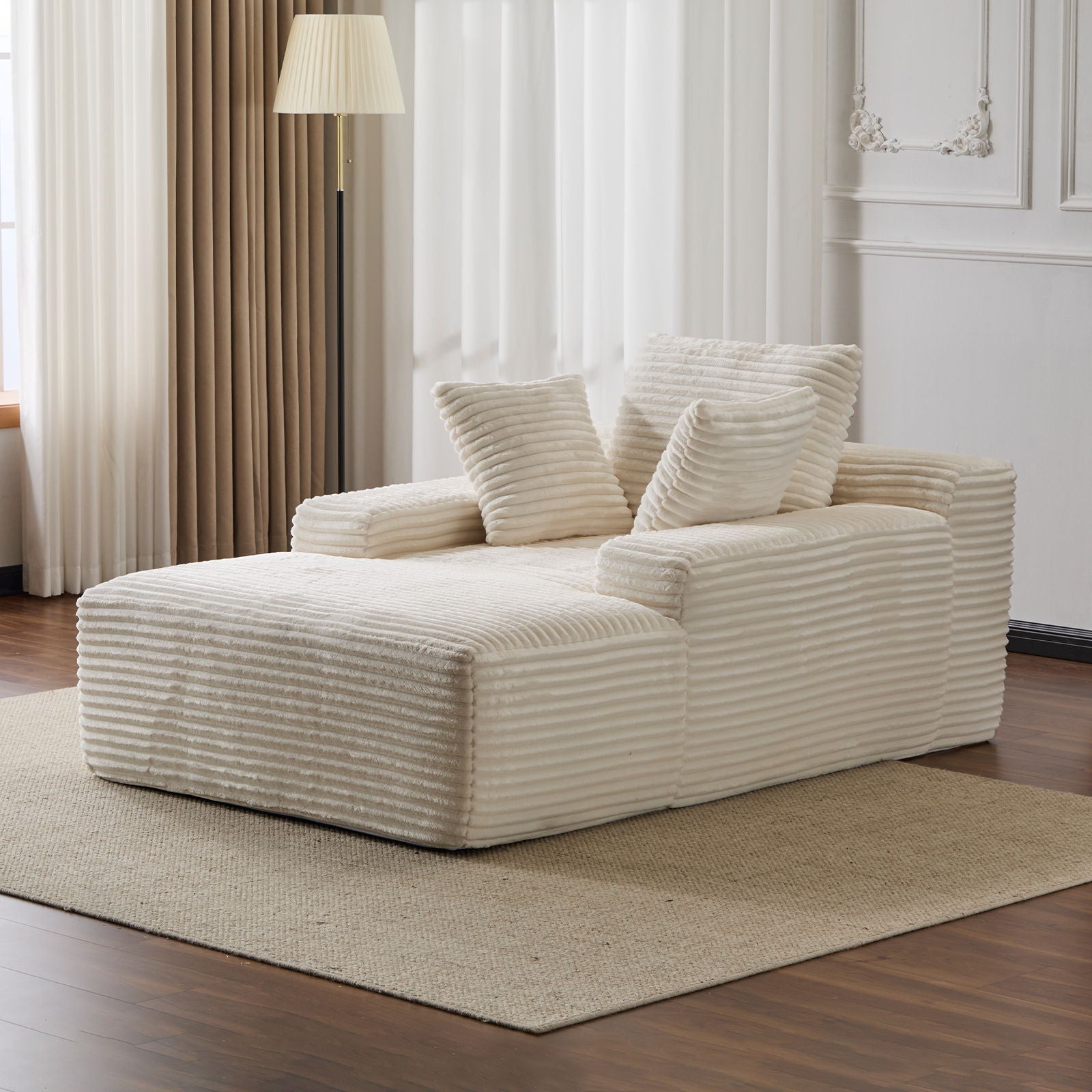 Oversized Chaise Lounge Chair Cozy Cloud Couch With 3 Throw Pillows And Wide Armrest