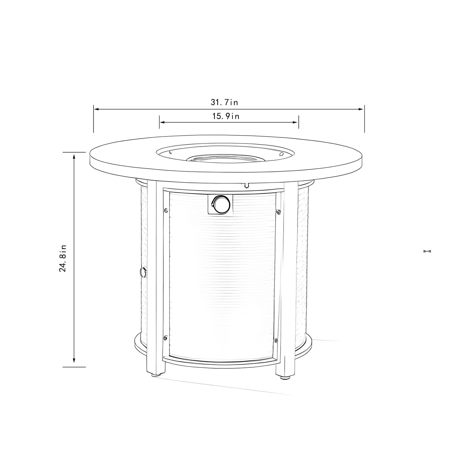 Propane Gas Fire Pit Table, 50000 Btu Round Steel Fire Pit