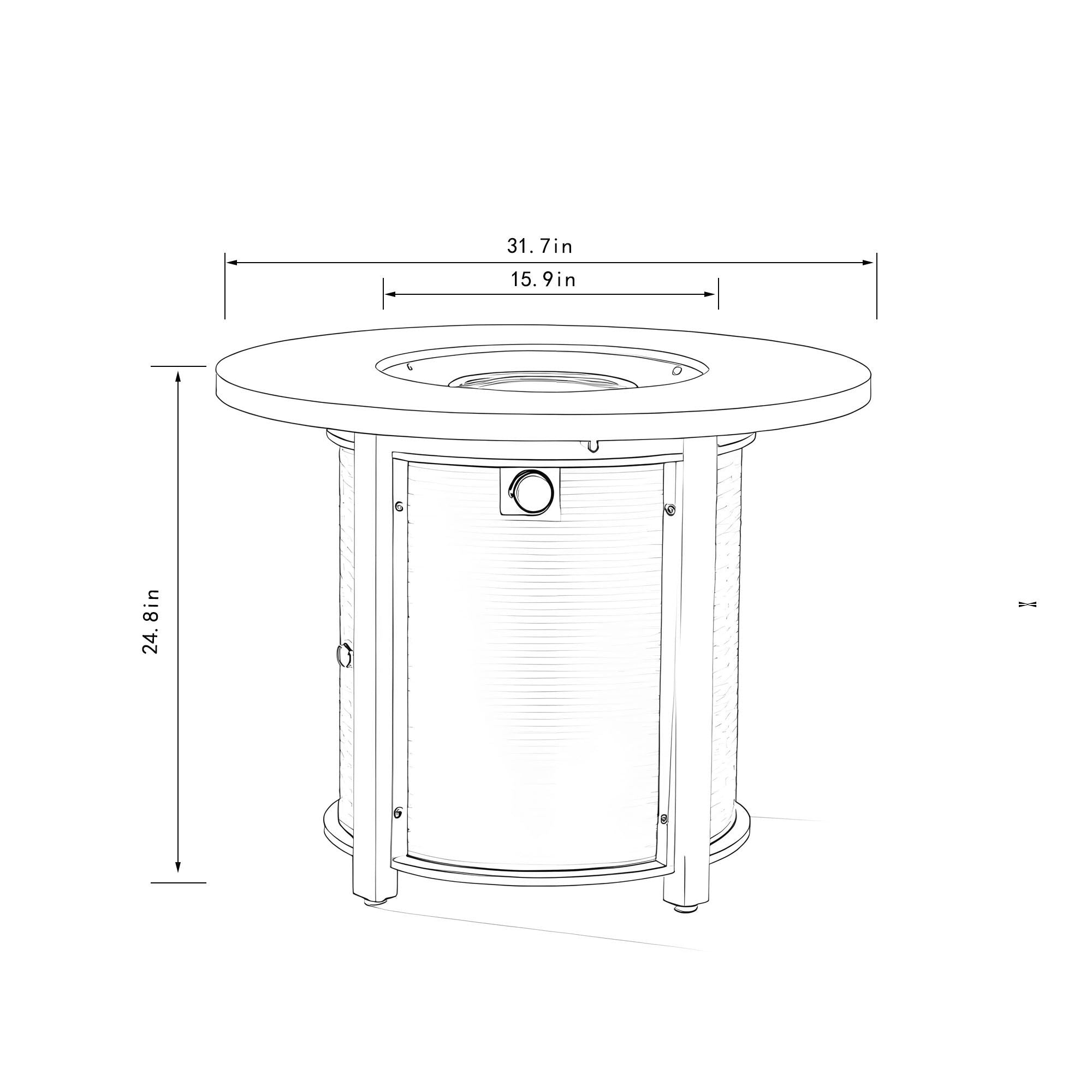 Propane Gas Fire Pit Table, 50000 Btu Round Steel Fire Pit