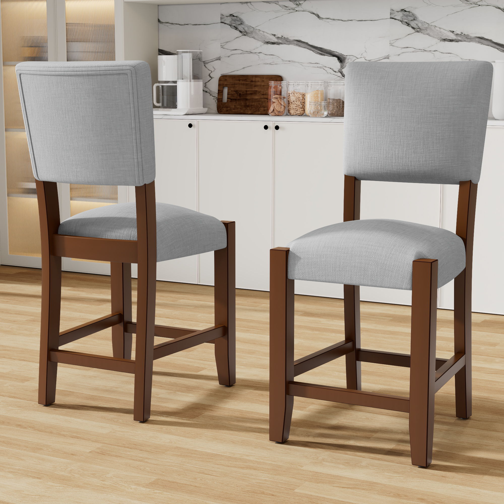 Mid Century Modern Bar Stools, Upholstered Counter Chairs