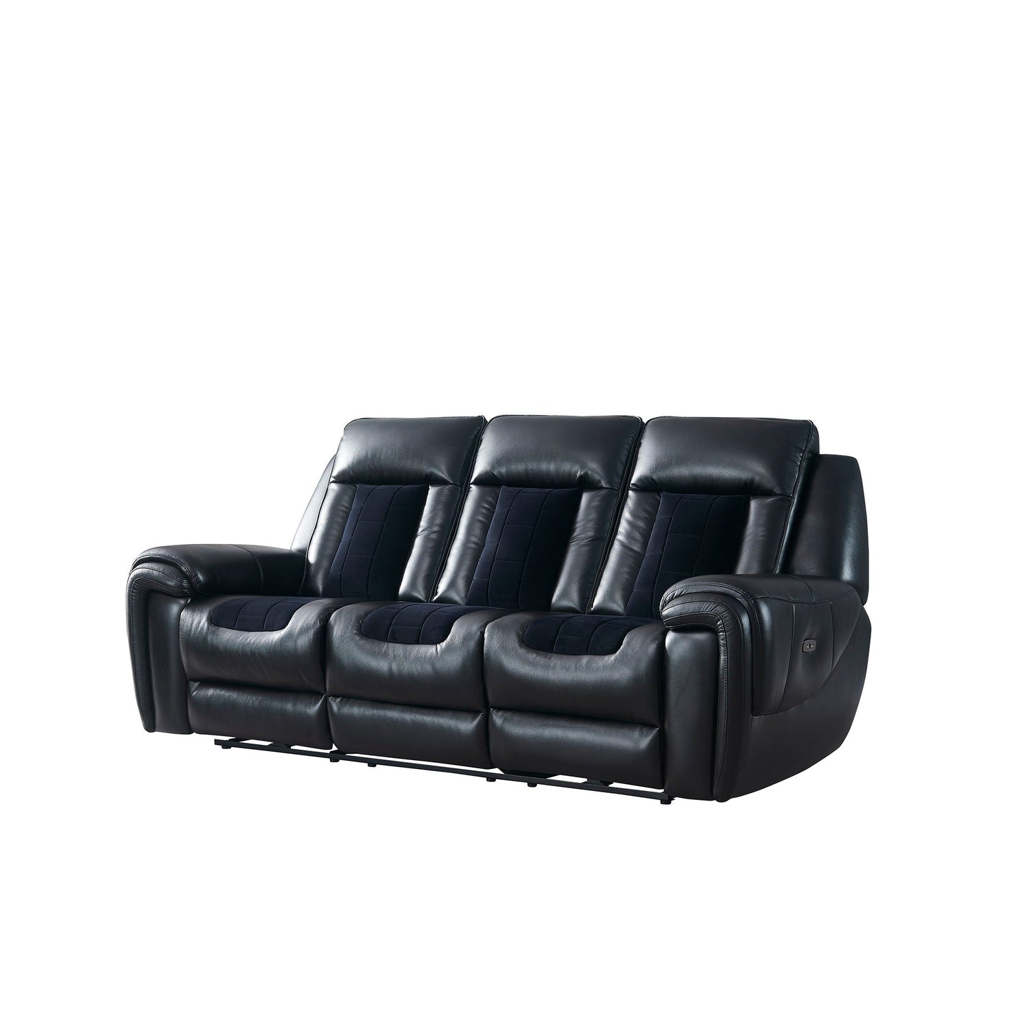 Clark - Blanche / Velvet Power Reclining Sofa With LED - Black