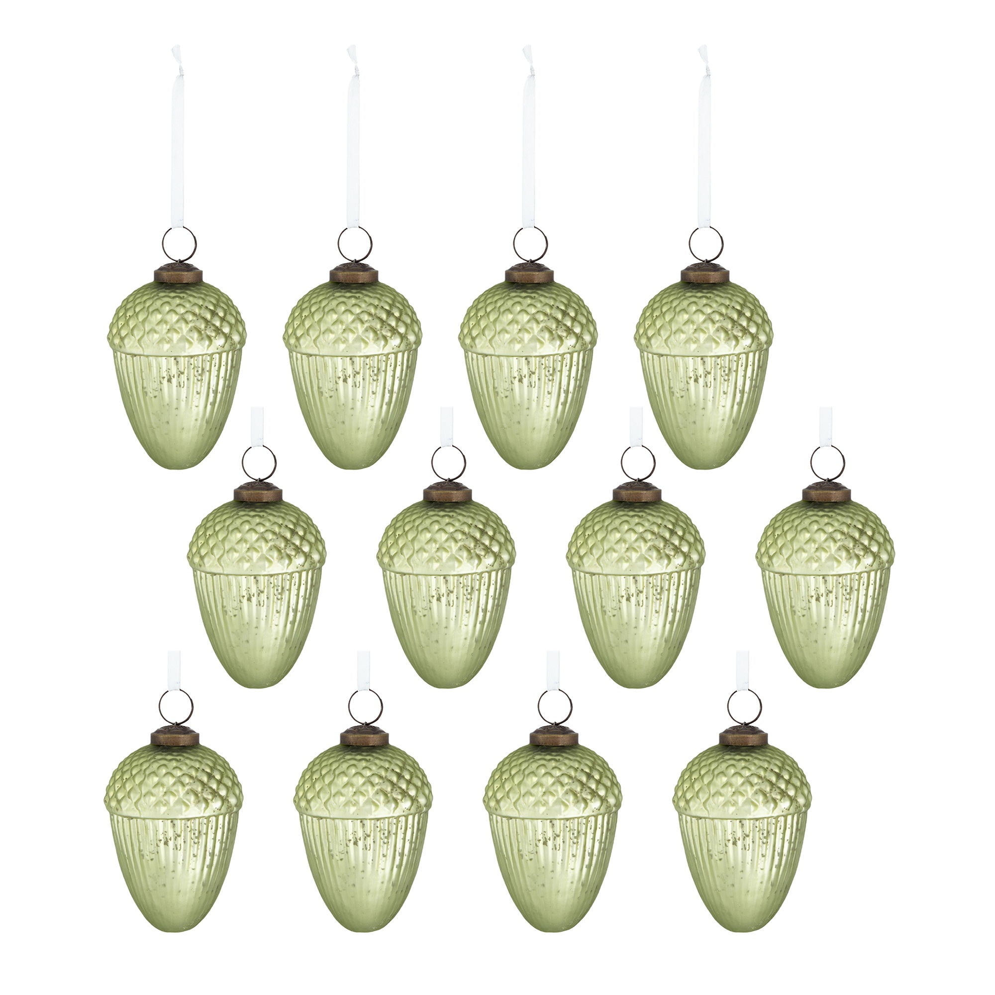 Tear Drop Ornament, Decorative Hanging Christmas Tree Ornaments For Holiday Party Decorations (Set of 12) - Green