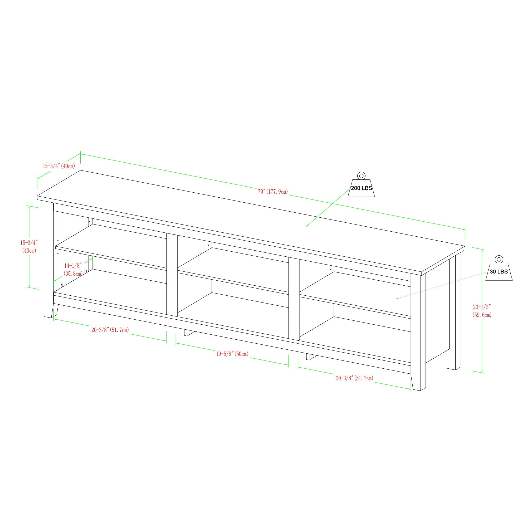 Whispers - 3 Shelf Open Storage 70" TV Stand For 80" TVs - Barnwood