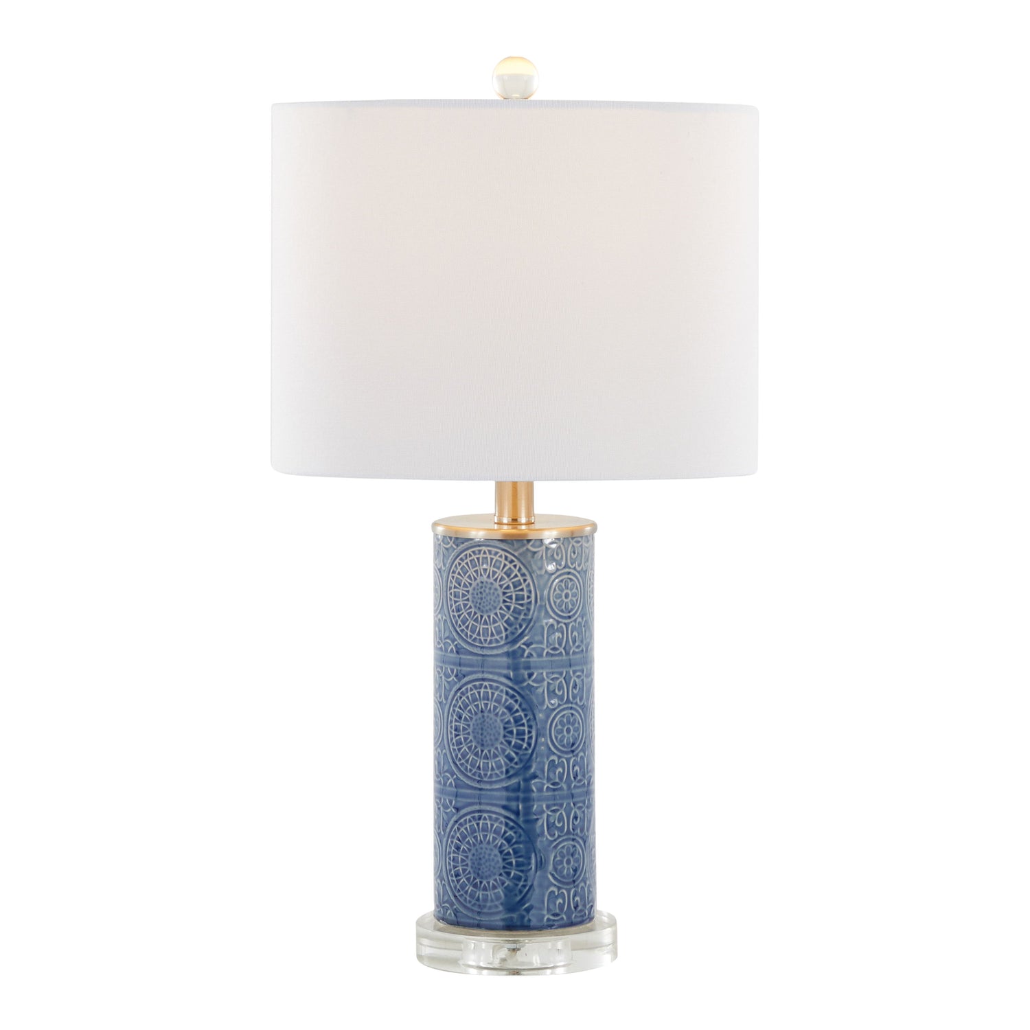 Spyro - Contemporary Table Lamp - Bijou Blue / White / Clear Crystal / Nickel