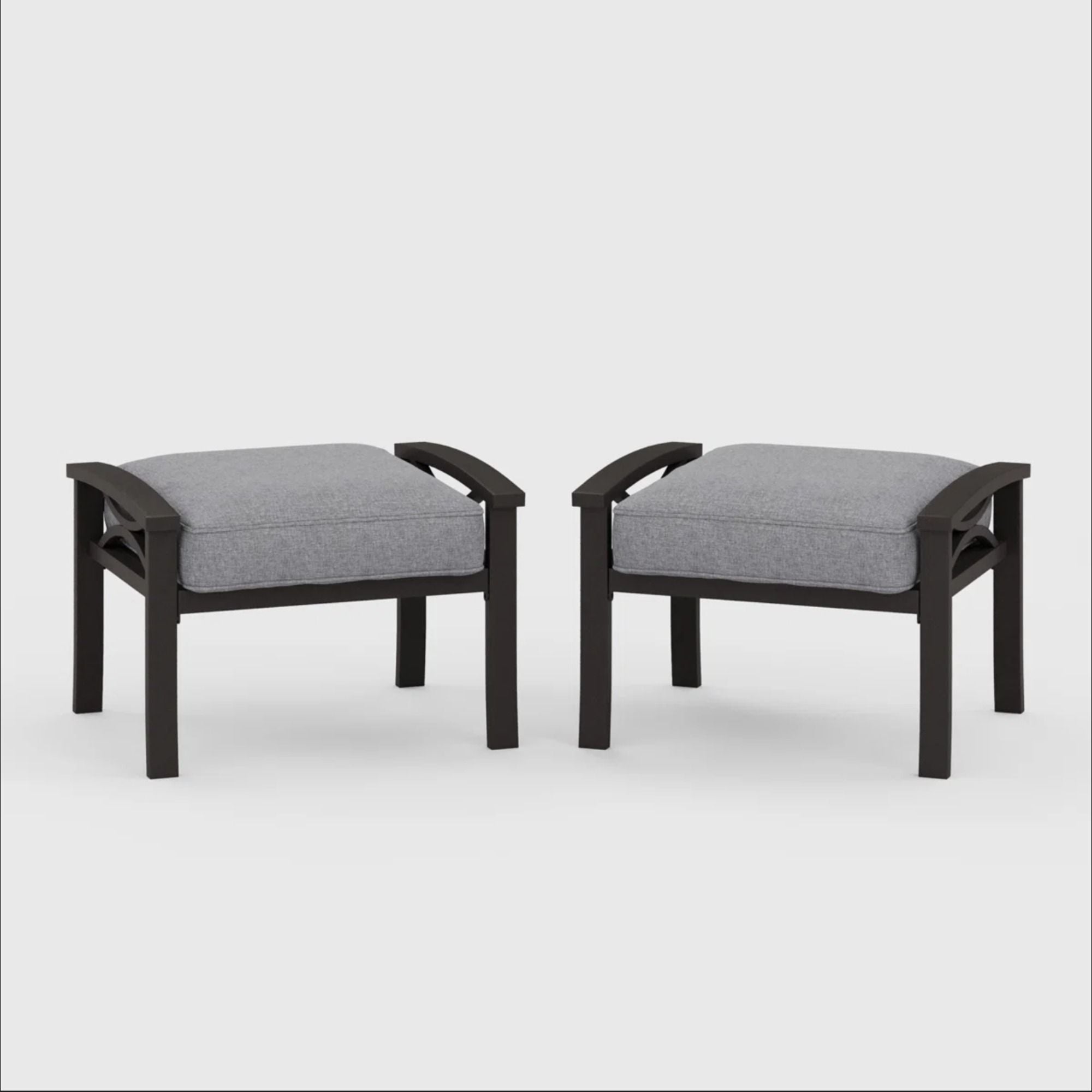 Modern All-Weather Ottomans With Cushions (Set of 2)