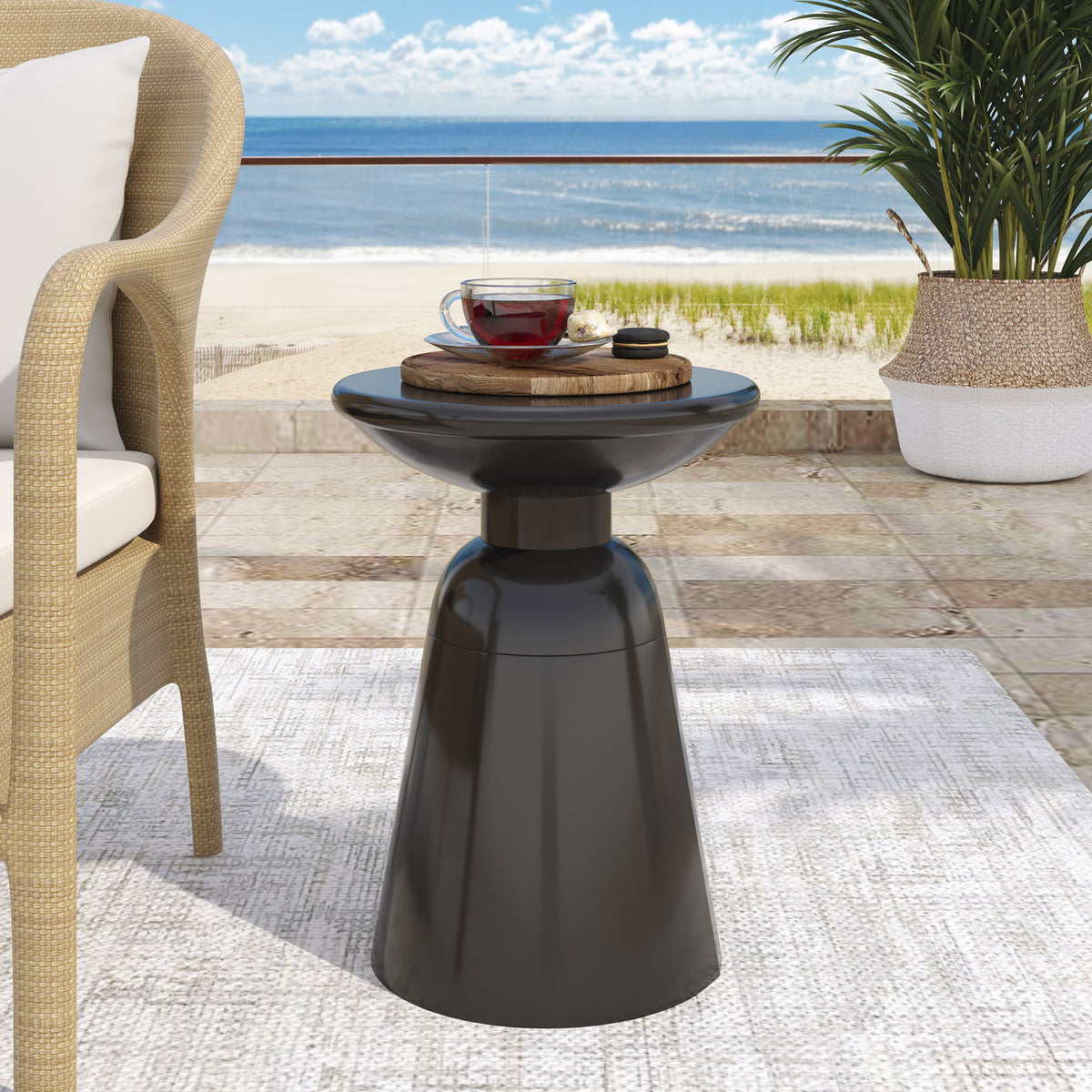 Outdoor Modern Metal End Large Table
