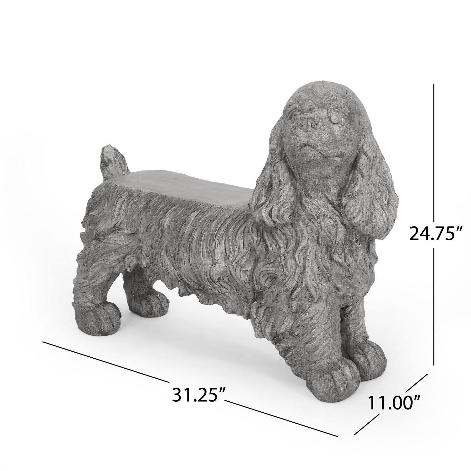 Cocker Spaniel Dog Statue - Gray