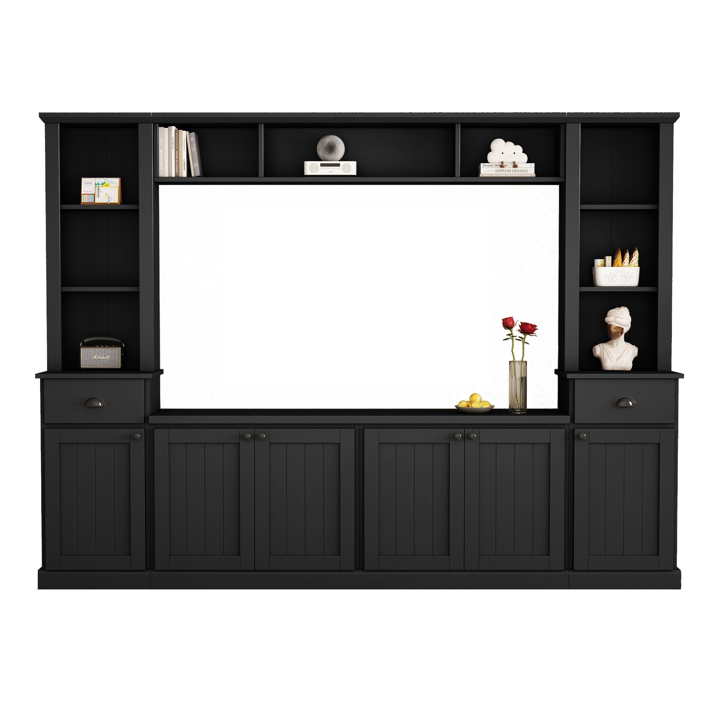 Entertainment Wall Unit Set with Bridge for TVs Up to 75&