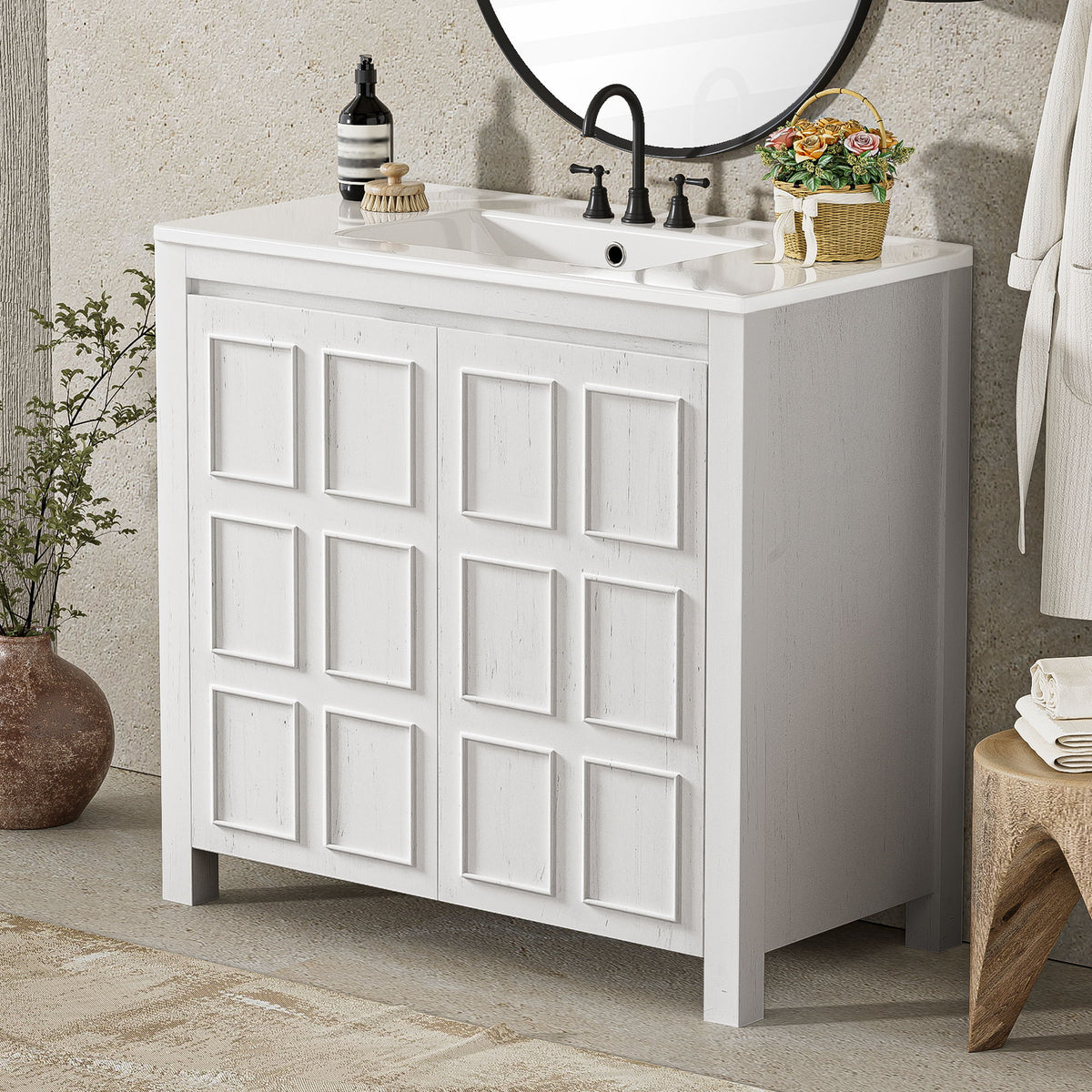 Bathroom Vanity Organizer With Sink, Combo Cabinet Set, Bathroom Storage Cabinet