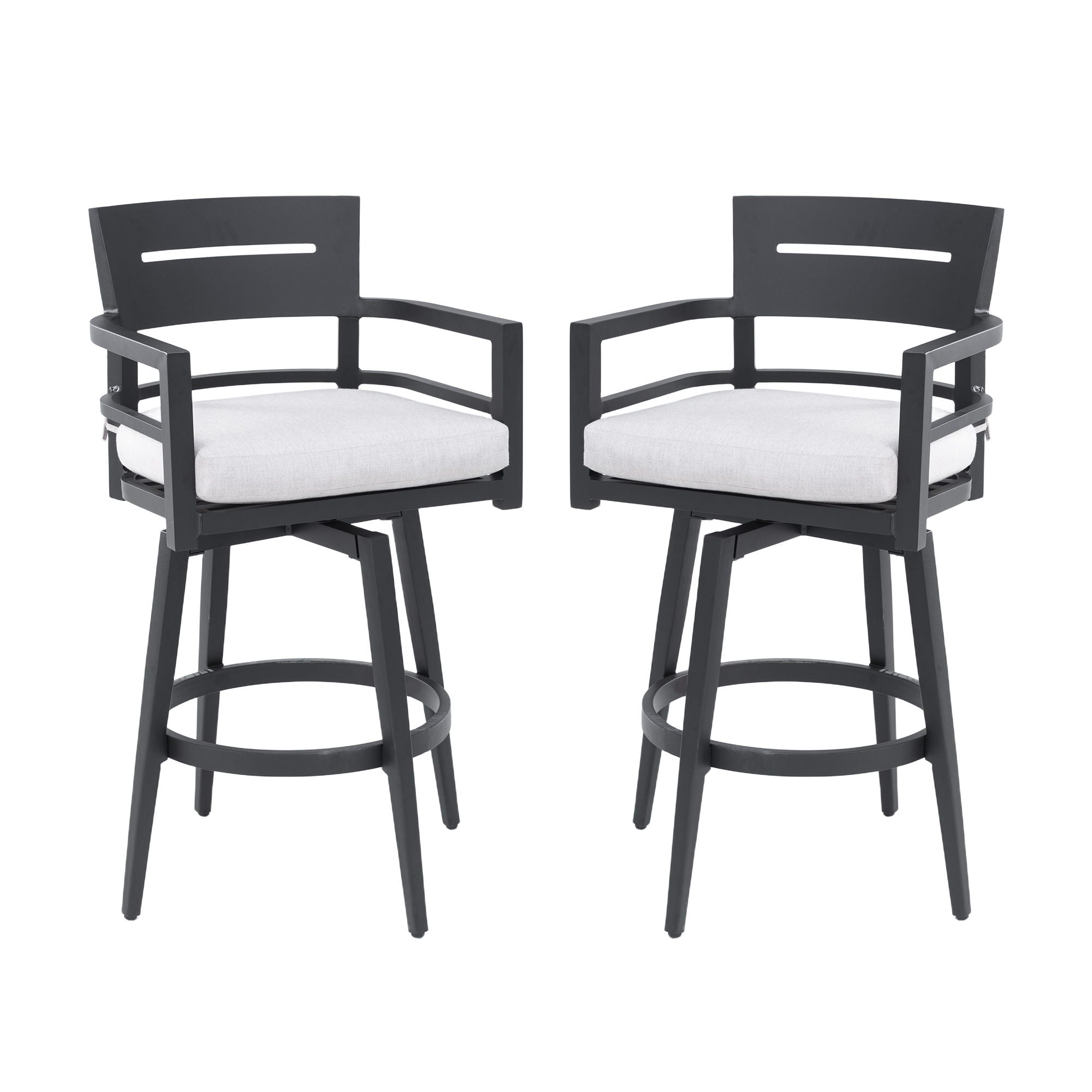 Outdoor Swivel Bar Chairs, 360 Degree Rotation, Ergonomic Backrest (Set of 2)