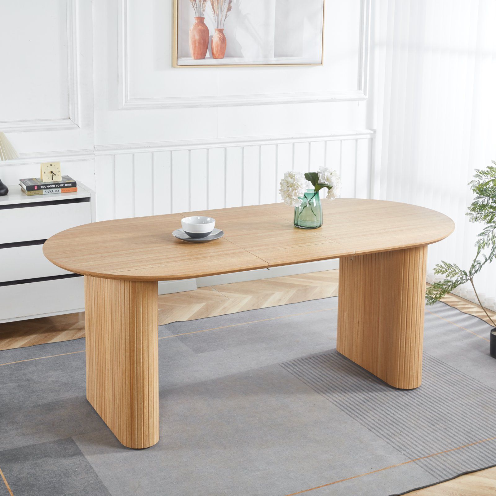 Extensible Dining Table, Suitable For 4 - 6 People - Oak