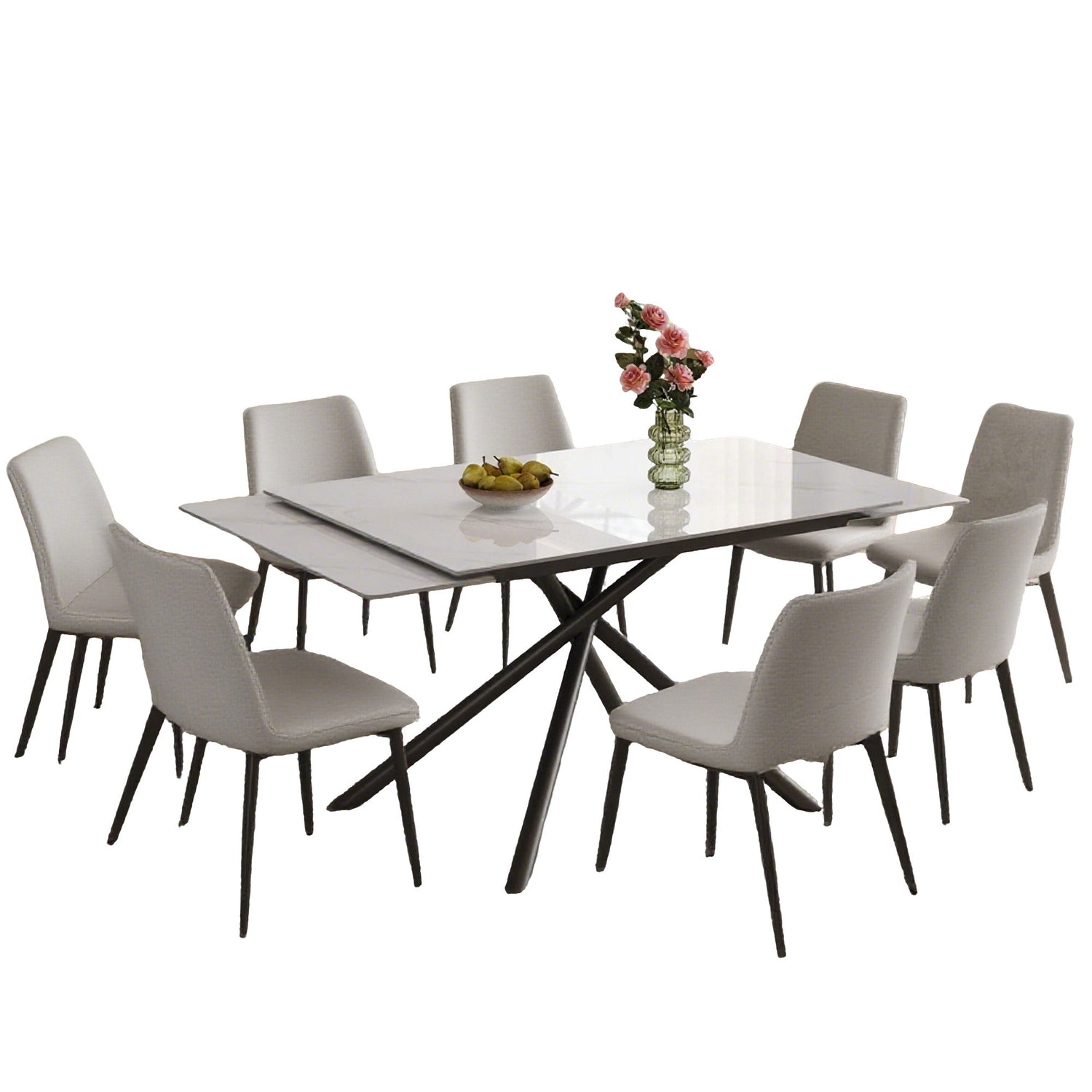 Retractable Sintered Stone Dining Table Set With Chairs