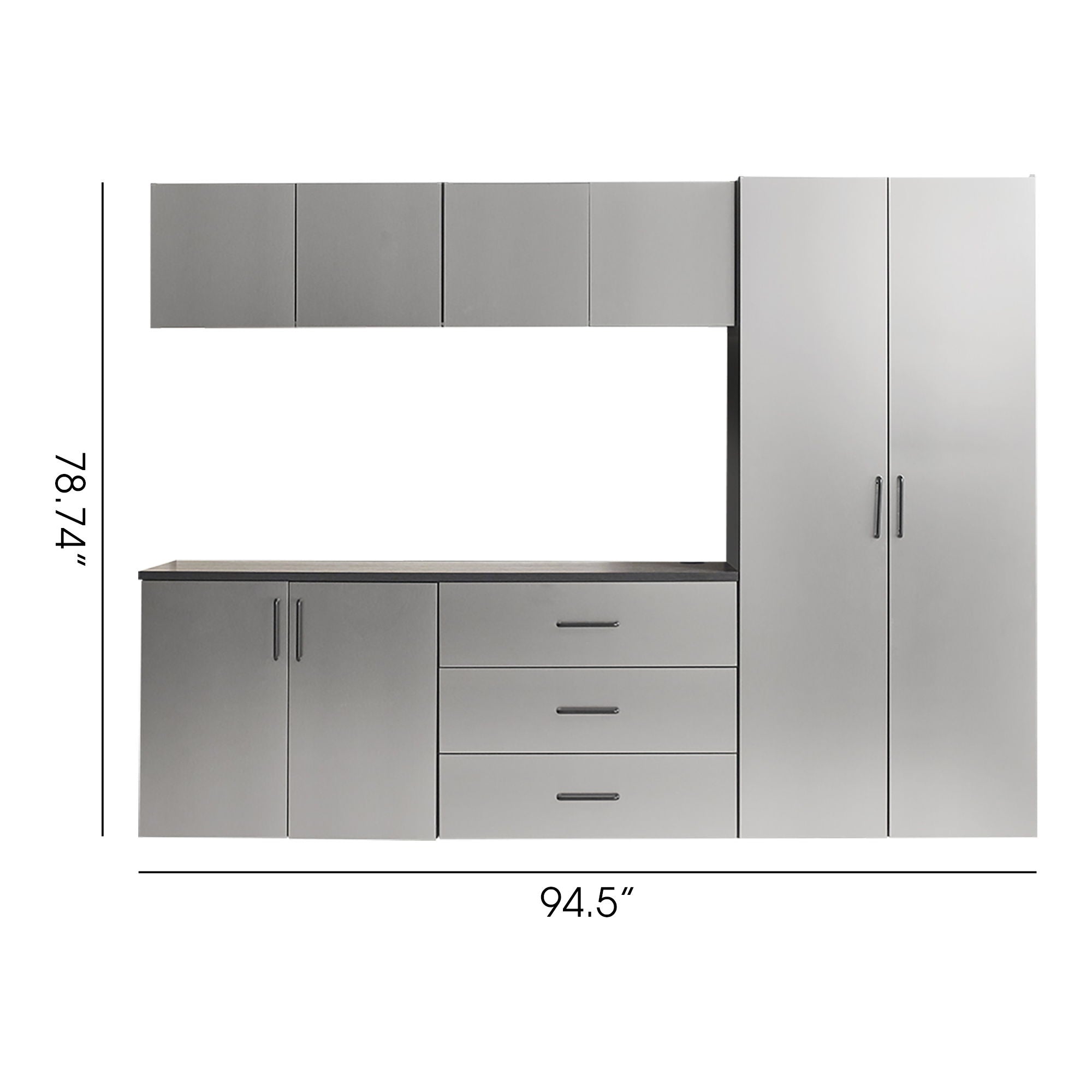 Astro Series - Garage Cabinet Set B With Soft Closing Drawers - Metallic Gray