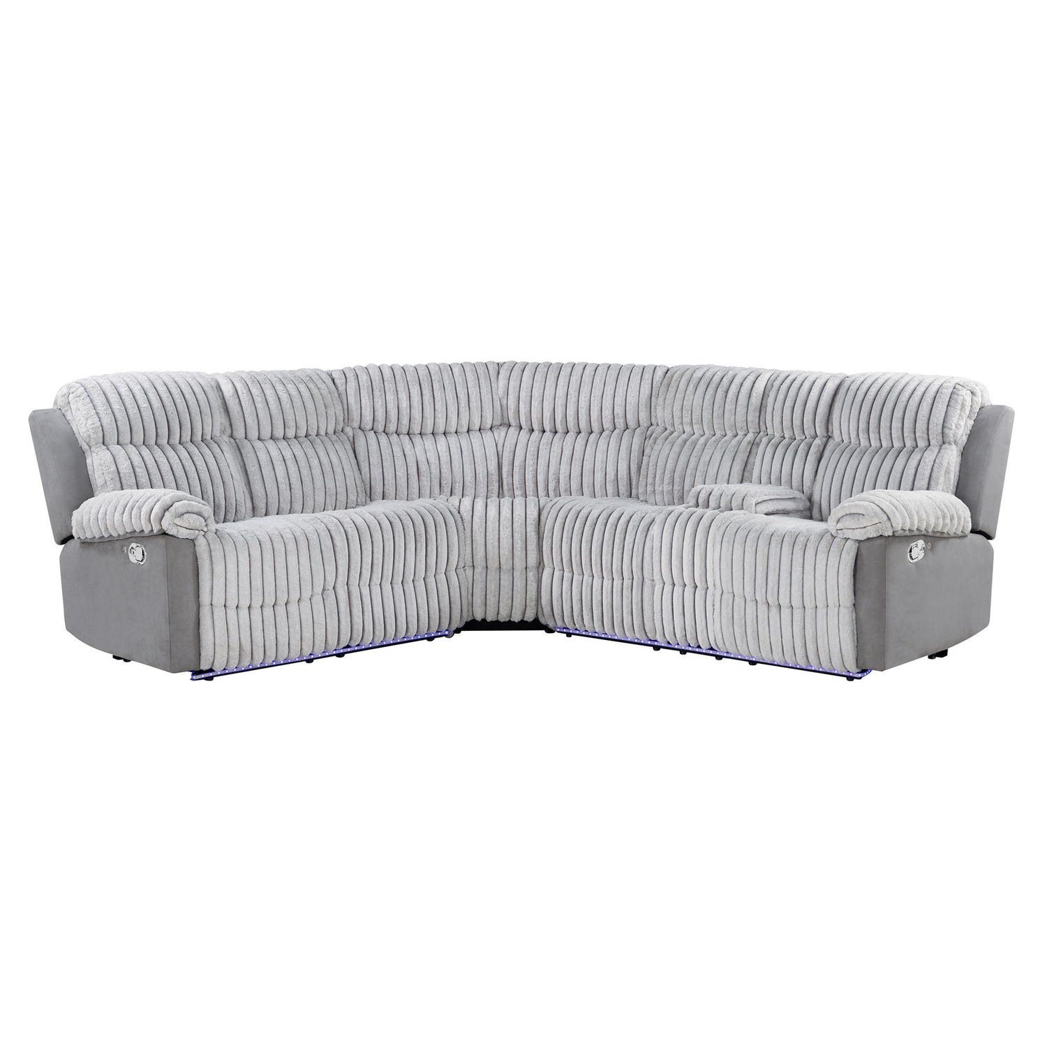 Bruni - Sectional Sofa With LED Lighting And Manual Recline - Gray