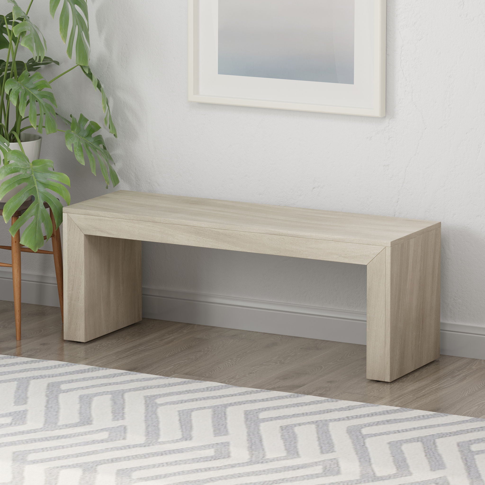 Acacia Wood Dining Bench, Farmhouse Style