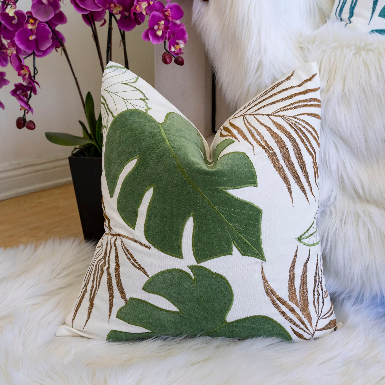 Autumn Vibes Leaf Accent Pillow