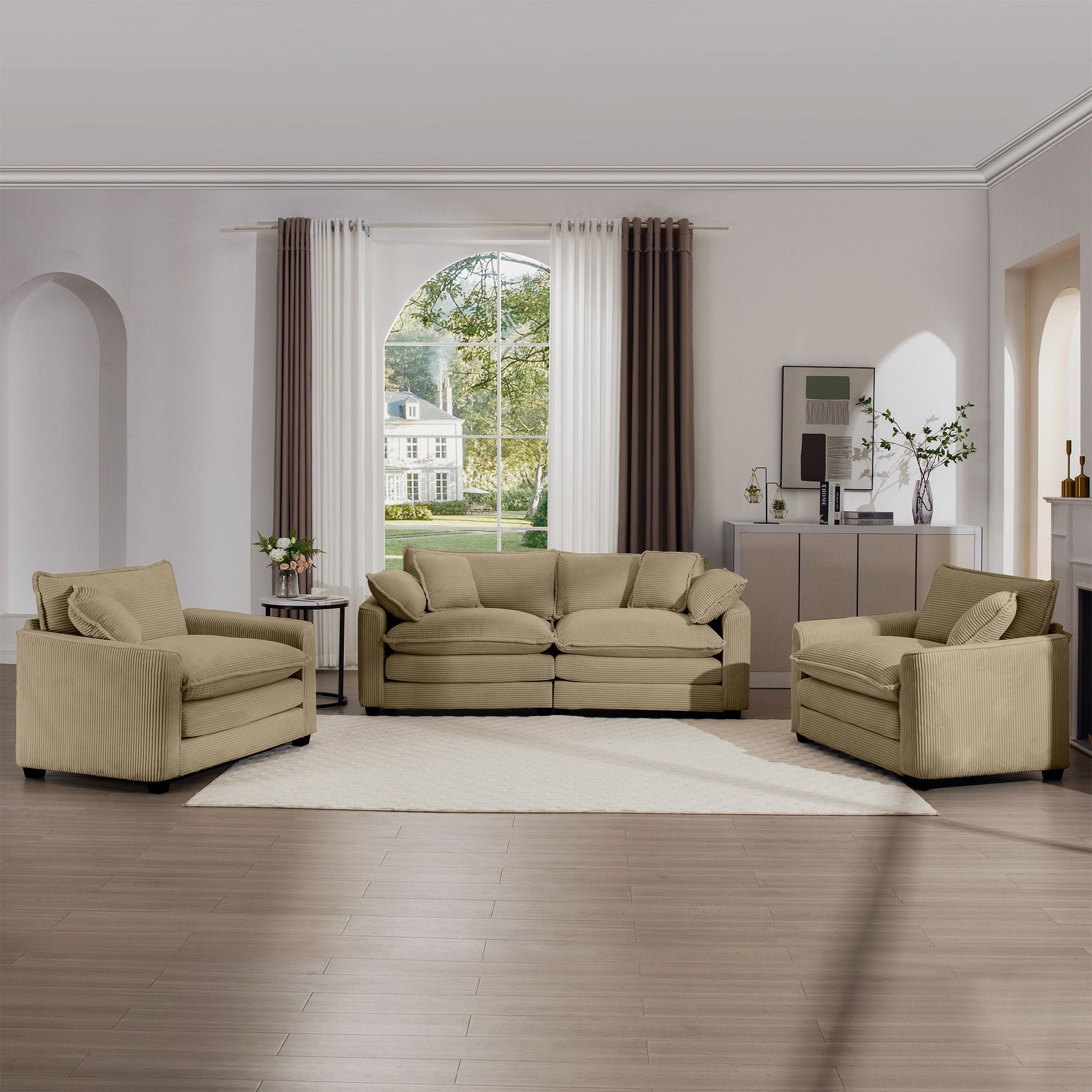 Elegant Oversized Sectional Sofa Set With Deep Seats And Flexible Layout