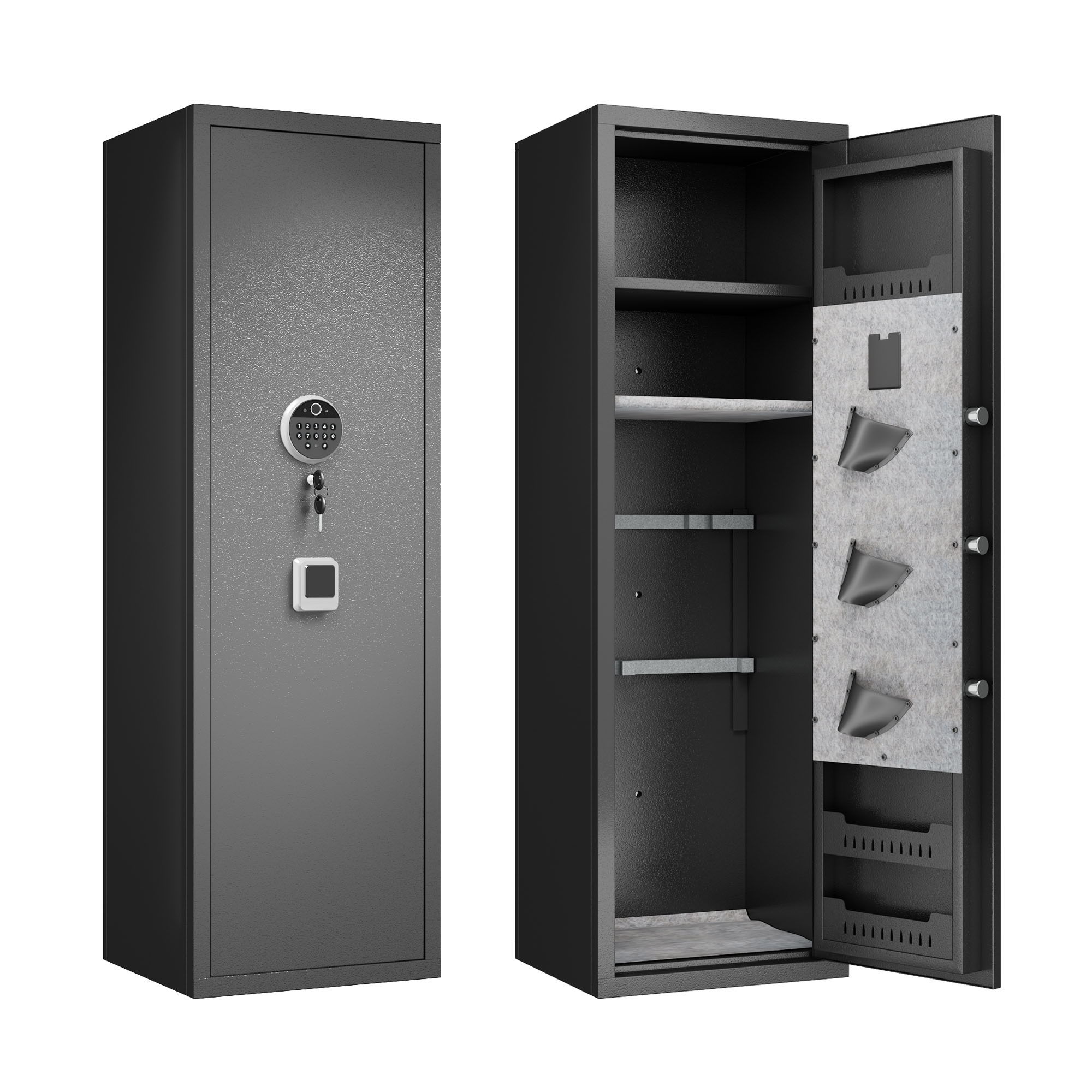 Gun Safes For Home Rifle And Pistols, Fingerprint Electronic Safe With Quick Access, Detachable Partition - Black