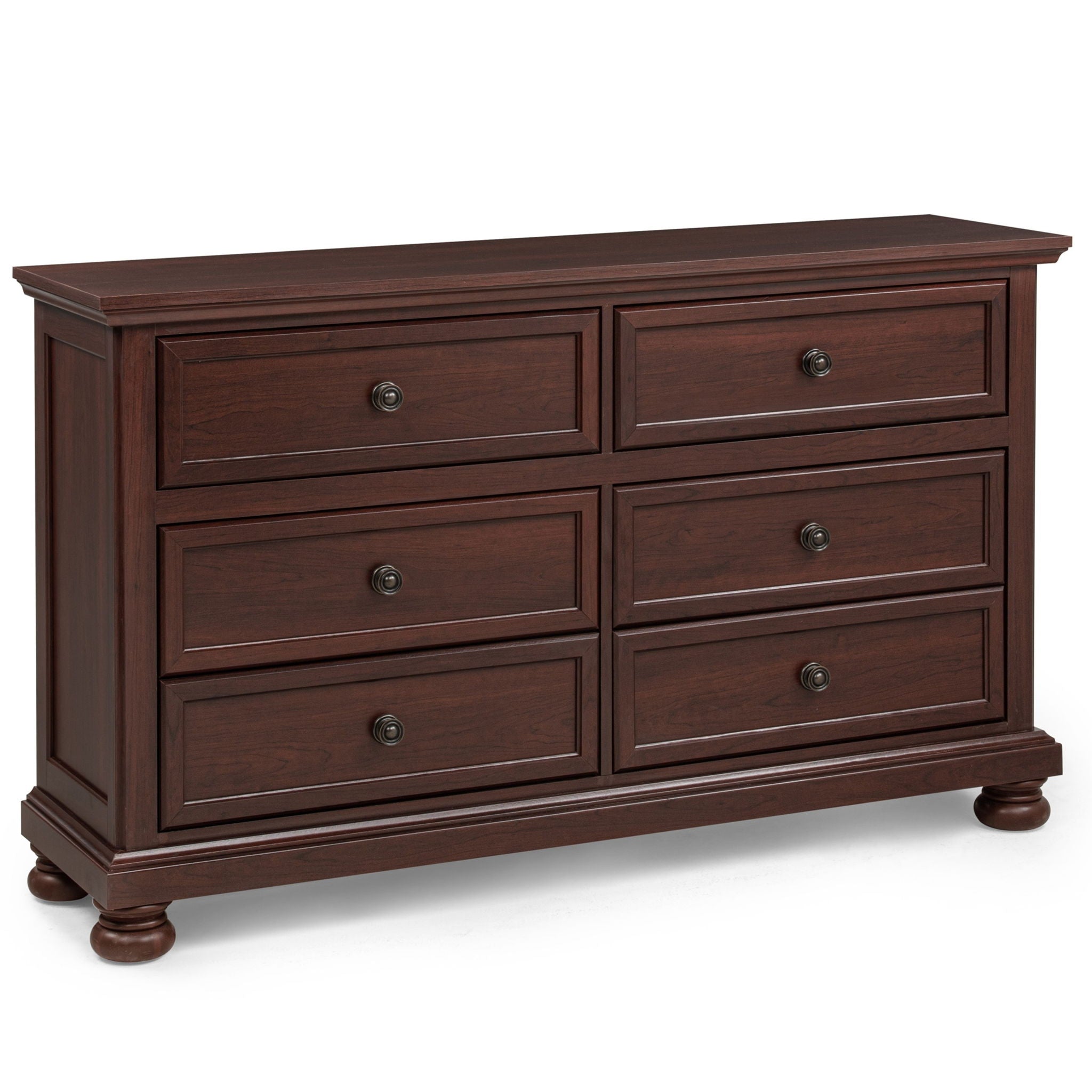 1 Piece Dresser, 6 Drawer Storage, Bedroom Furniture - Brown / Cherry