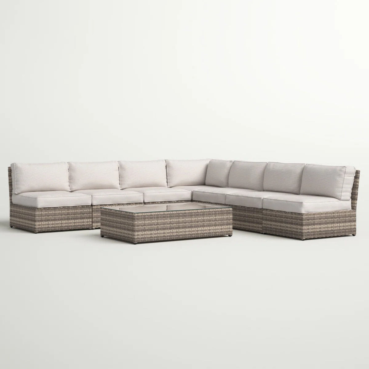 6 Piece Wicker Patio Seating Group With Cushions - Gray Mix