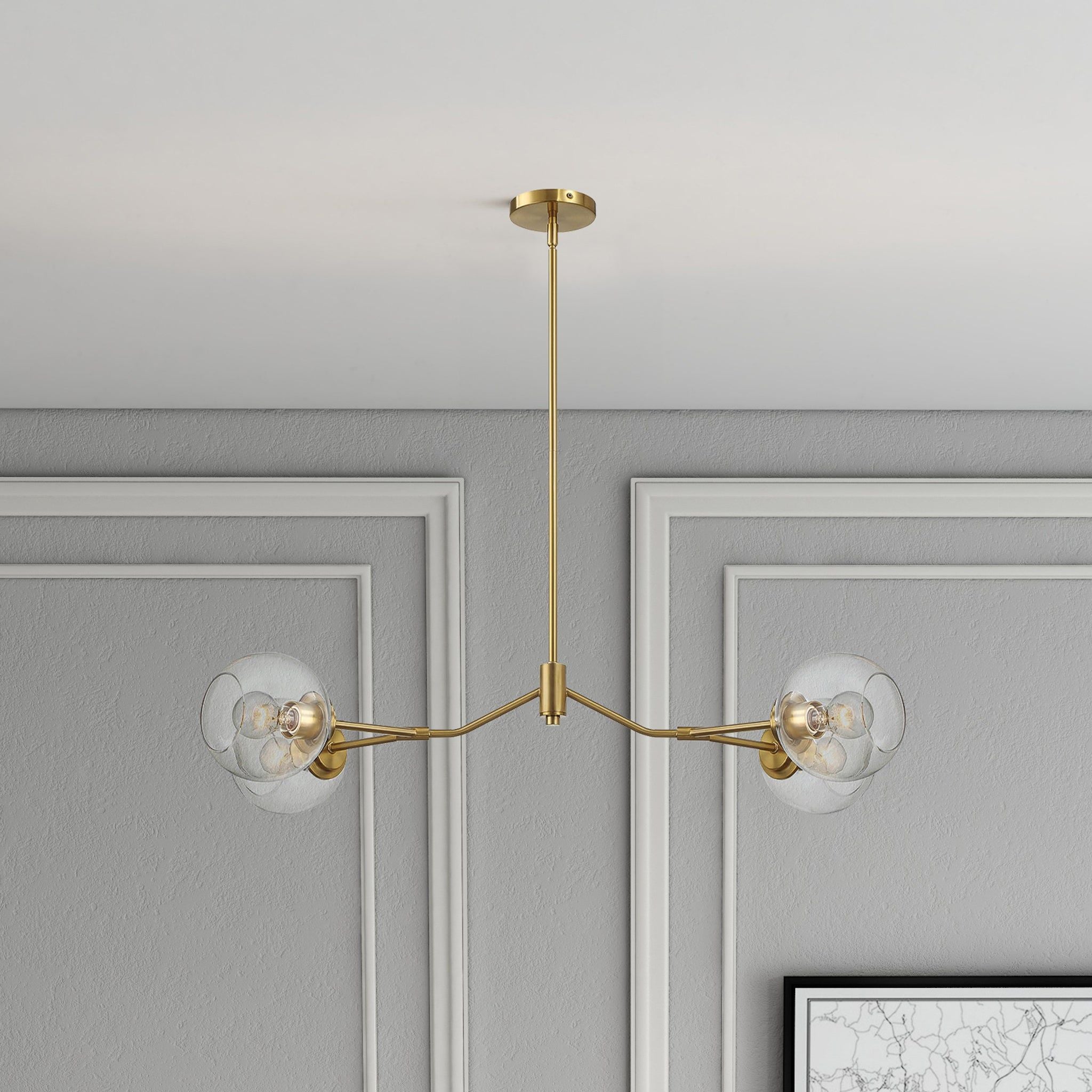 Jewel - 4 Lights Modern Farmhouse Chandelier Ceiling Hanging Light Fixture - Clear / Gold