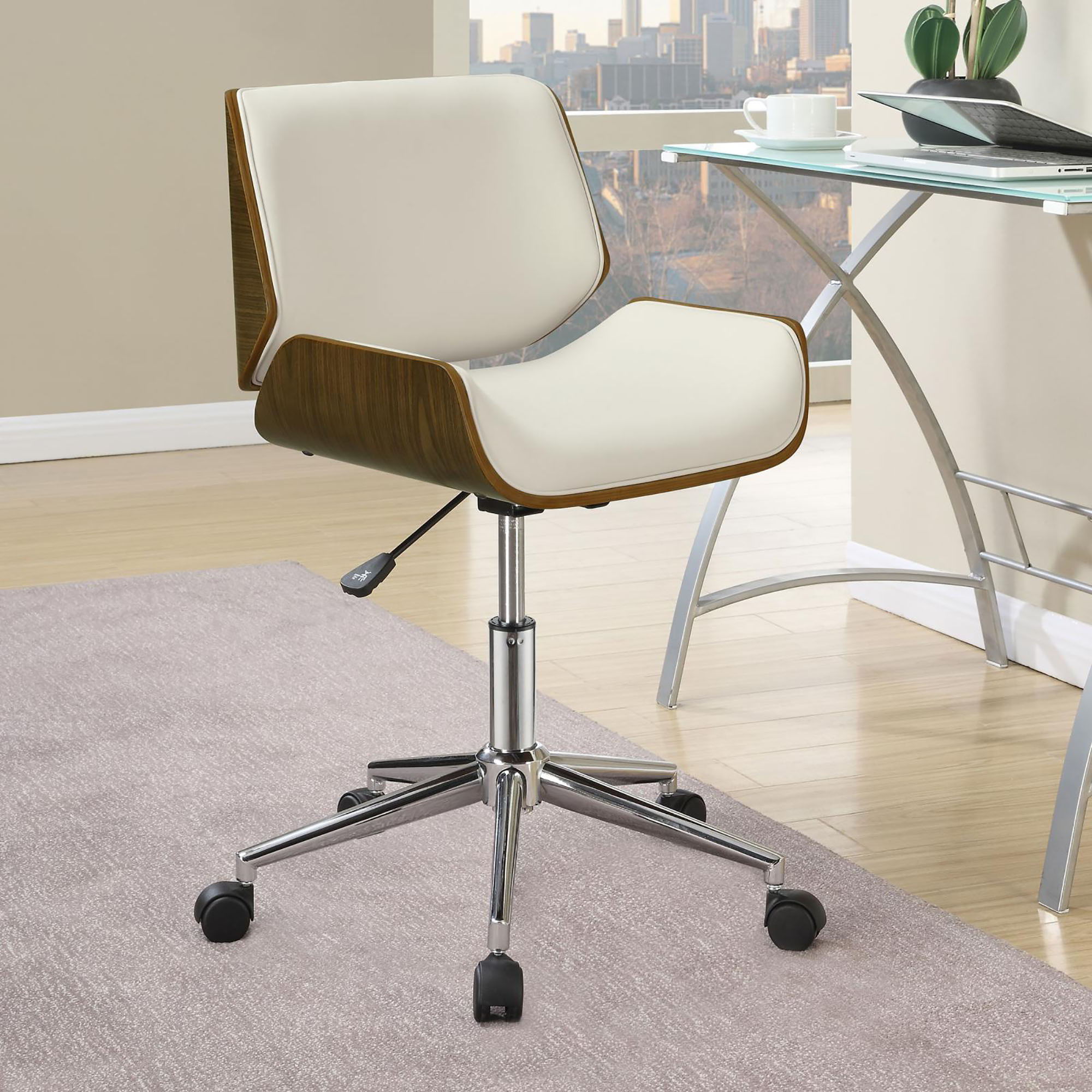 Ecru Swivel Office Chair Adjustable Height - Beige