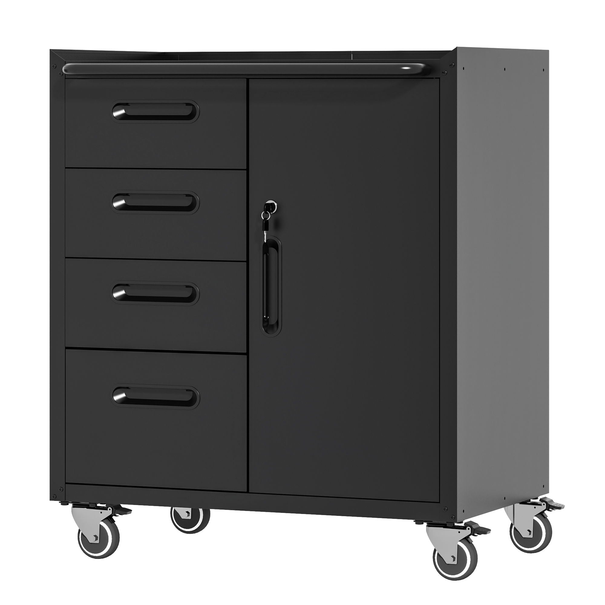 Sturdy Metal Tool Storage Cabinet With Wheels Durable Garage, Office & Home Organizer Steel