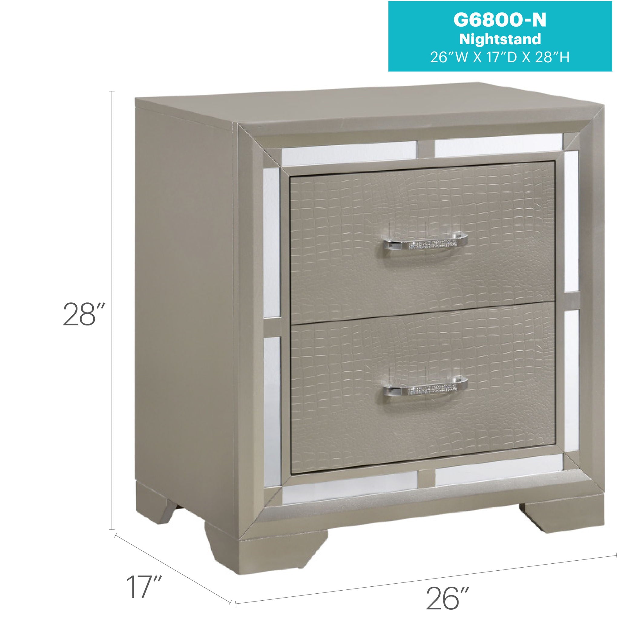 Alana - Nightstand - Silver Champagne