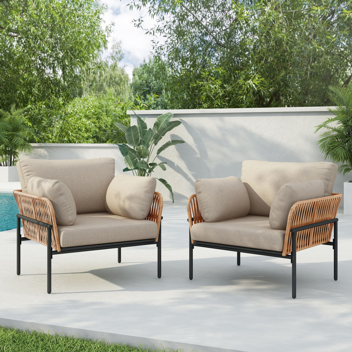 Rope Lounge Chair With Cushions For Modern Spaces
