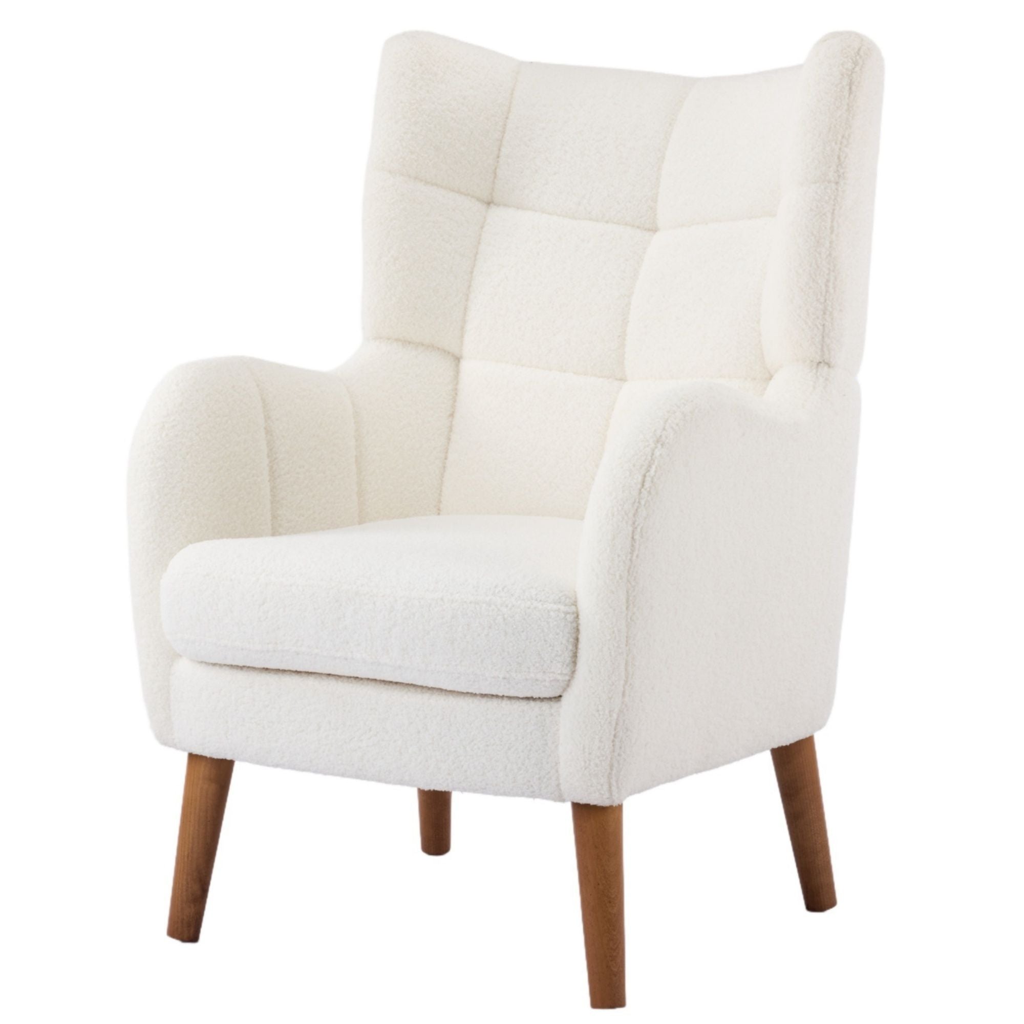 Accent Chair With Birch Wood Legs - White