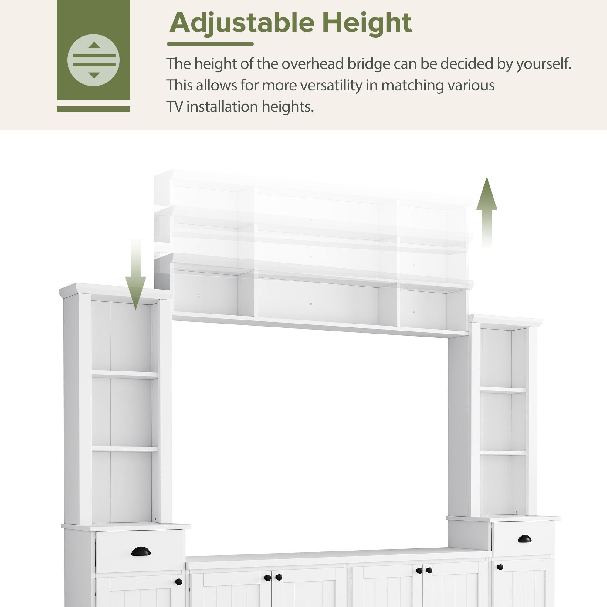 ON-TREND Minimalist Entertainment Wall Unit Set with Bridge for TVs Up to 75&