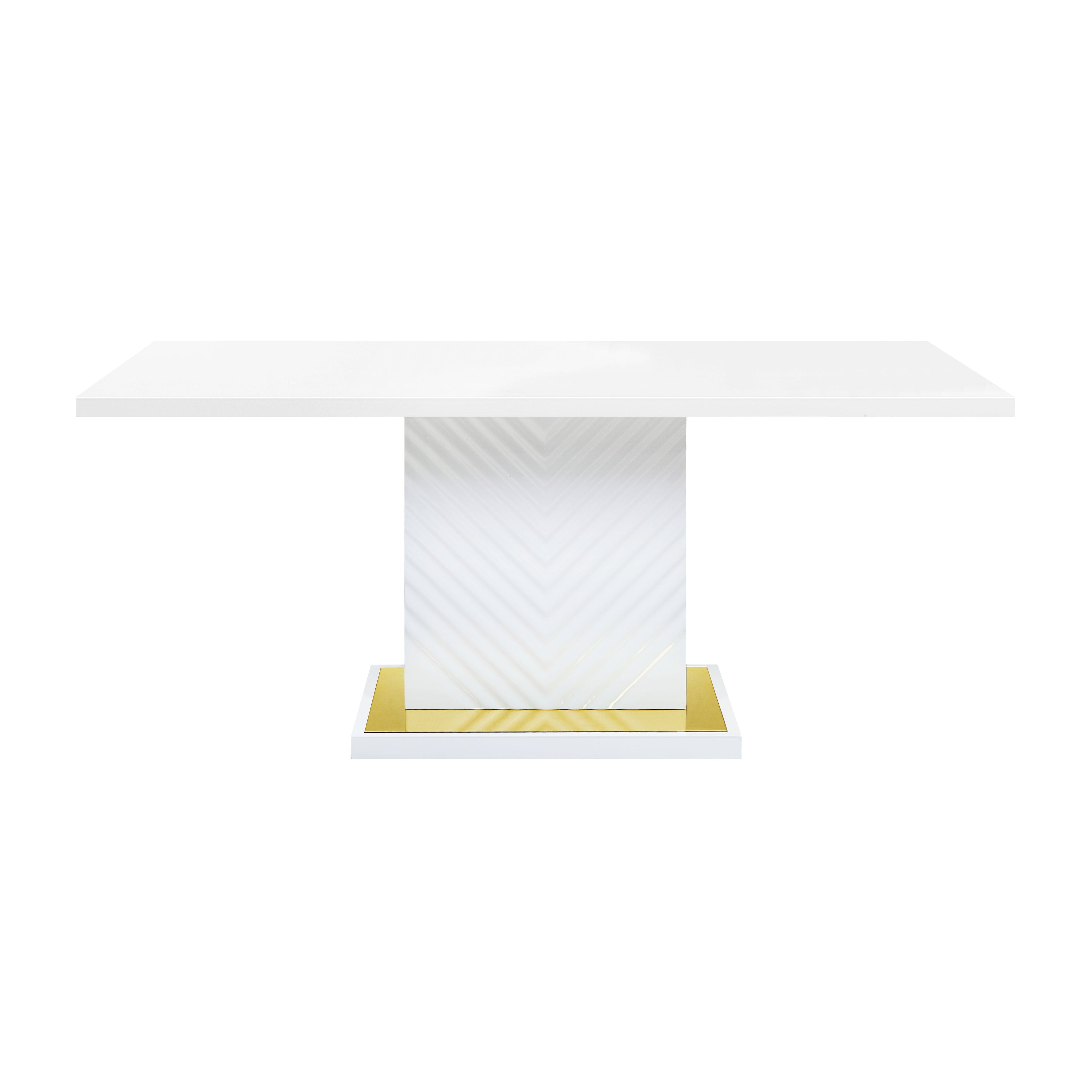 Gaines - High Gloss Dining Table With Pedestal Base